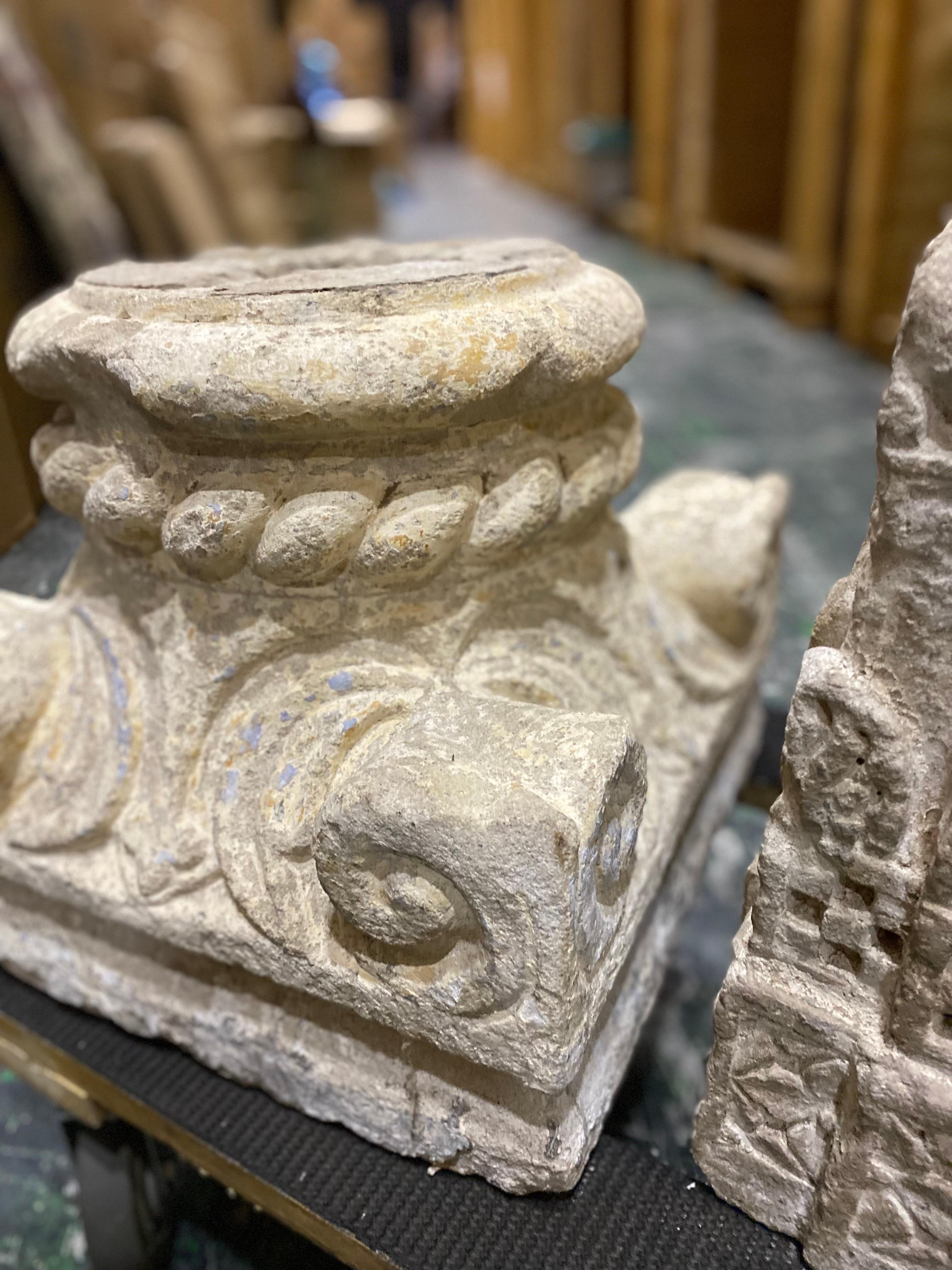 Architectural Ionic Stone Fragment, Early 20th Century In Good Condition For Sale In Southampton, NY
