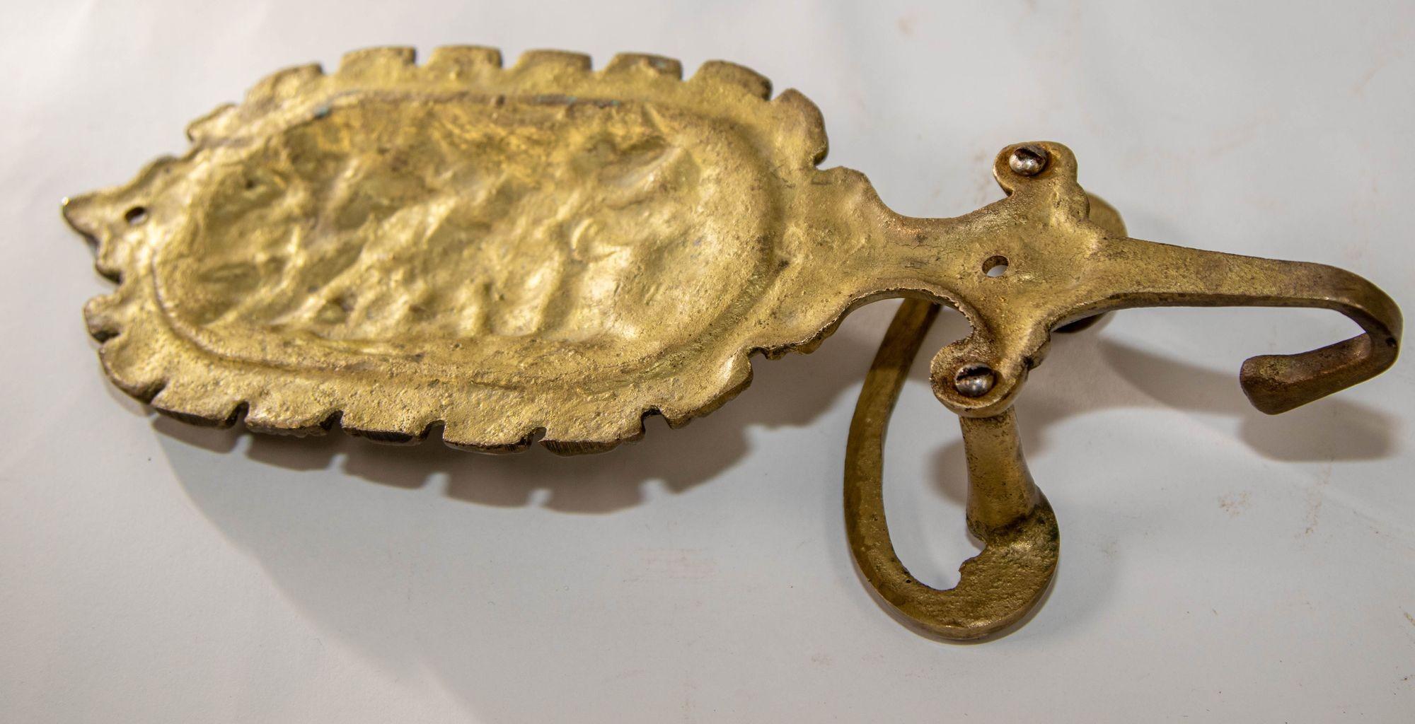 Architectural Italian Cast Brass Floral Wall Hook Decor Made in Italy 3