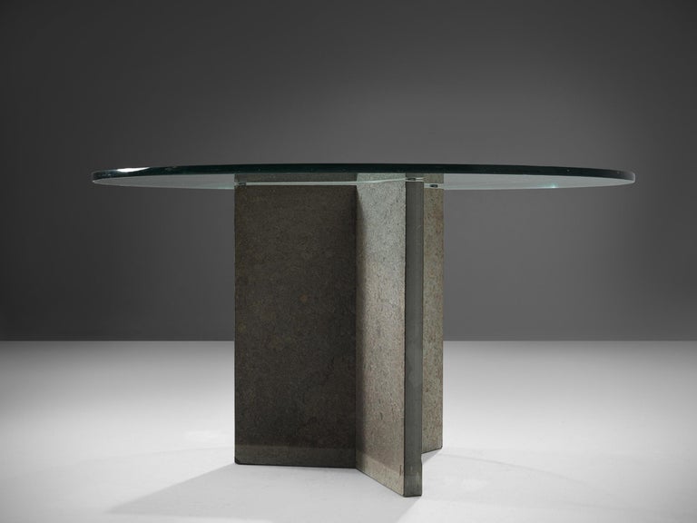 Architectural Italian Dining Table with Stone and Glass For Sale at ...