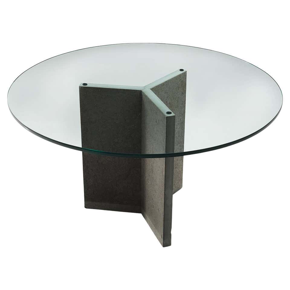 Architectural Italian Dining Table with Stone and Glass For Sale at ...