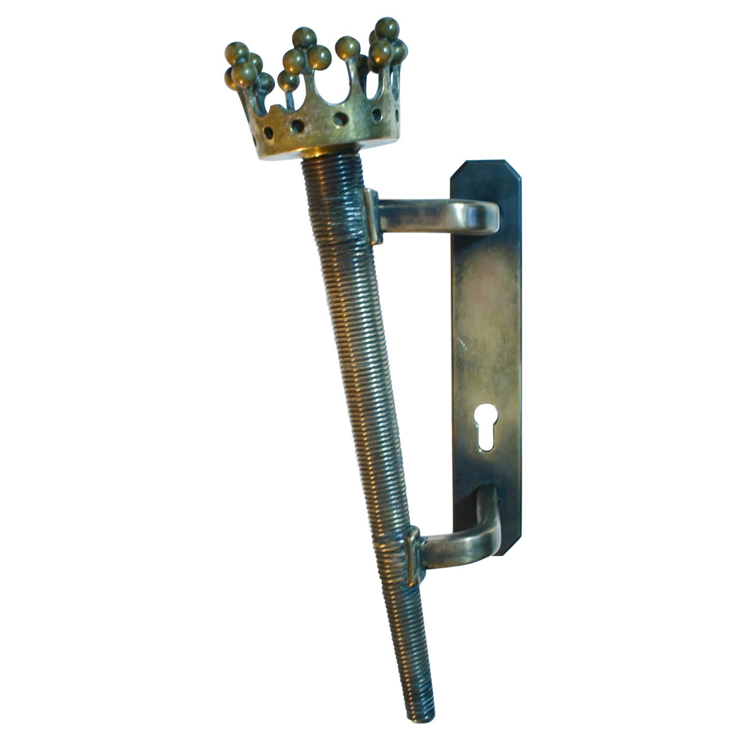 Architectural Large Push and Pull Bronze Door Handle with Medieval Torch