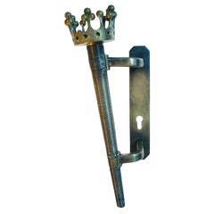 Architectural Large Push and Pull Bronze Door Handle with Medieval Torch