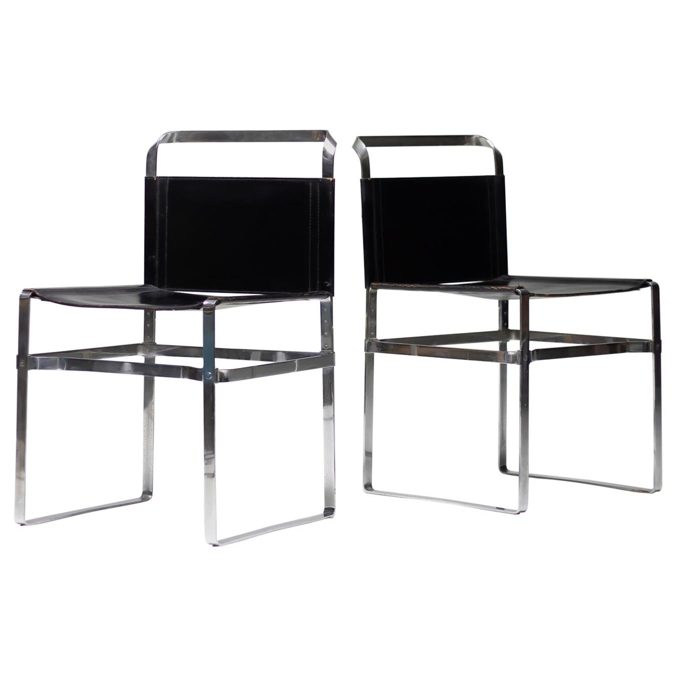 Architectural Leather Strip Chairs
