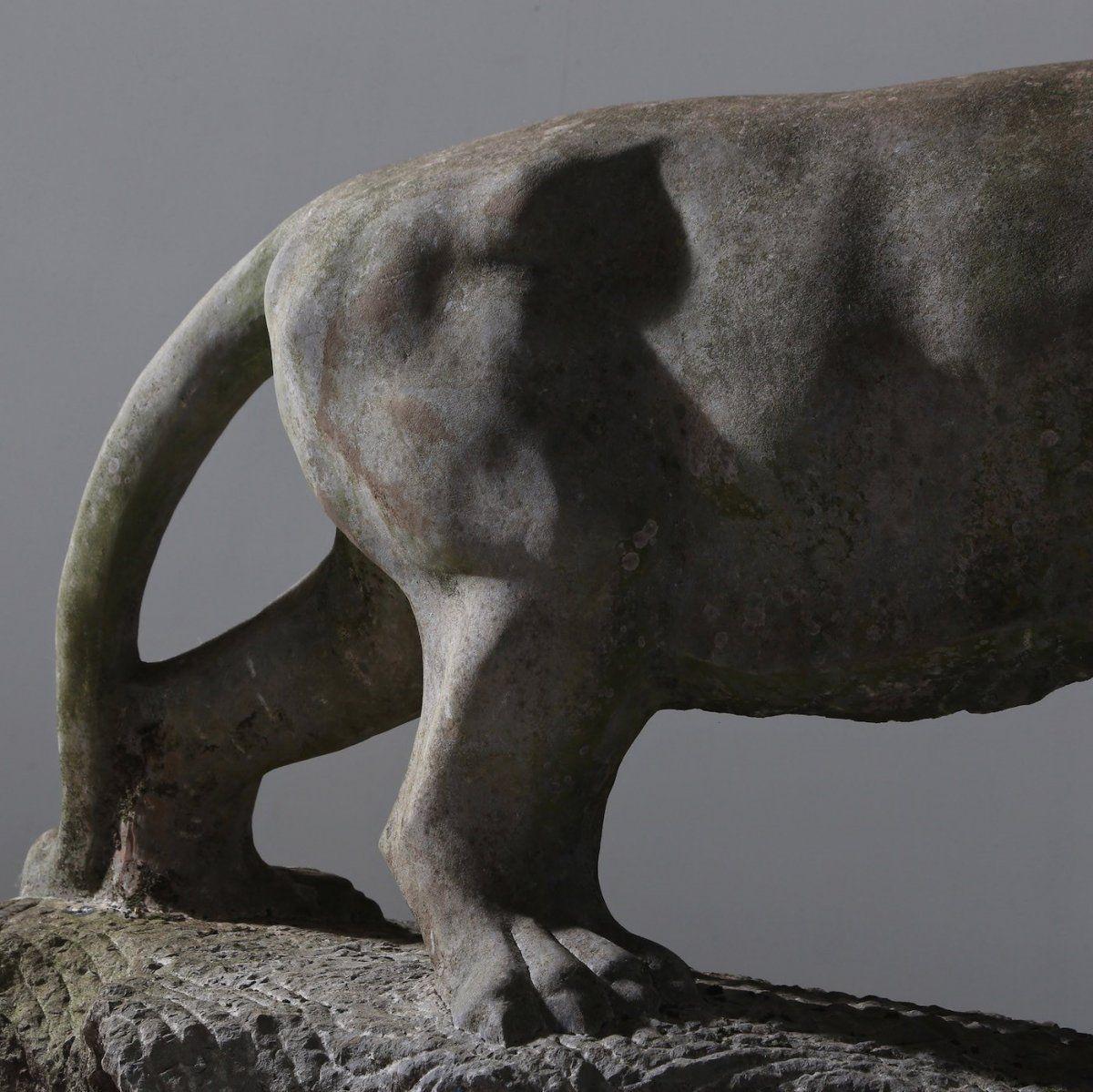Architectural Life Size Art Deco Stone Panther 3