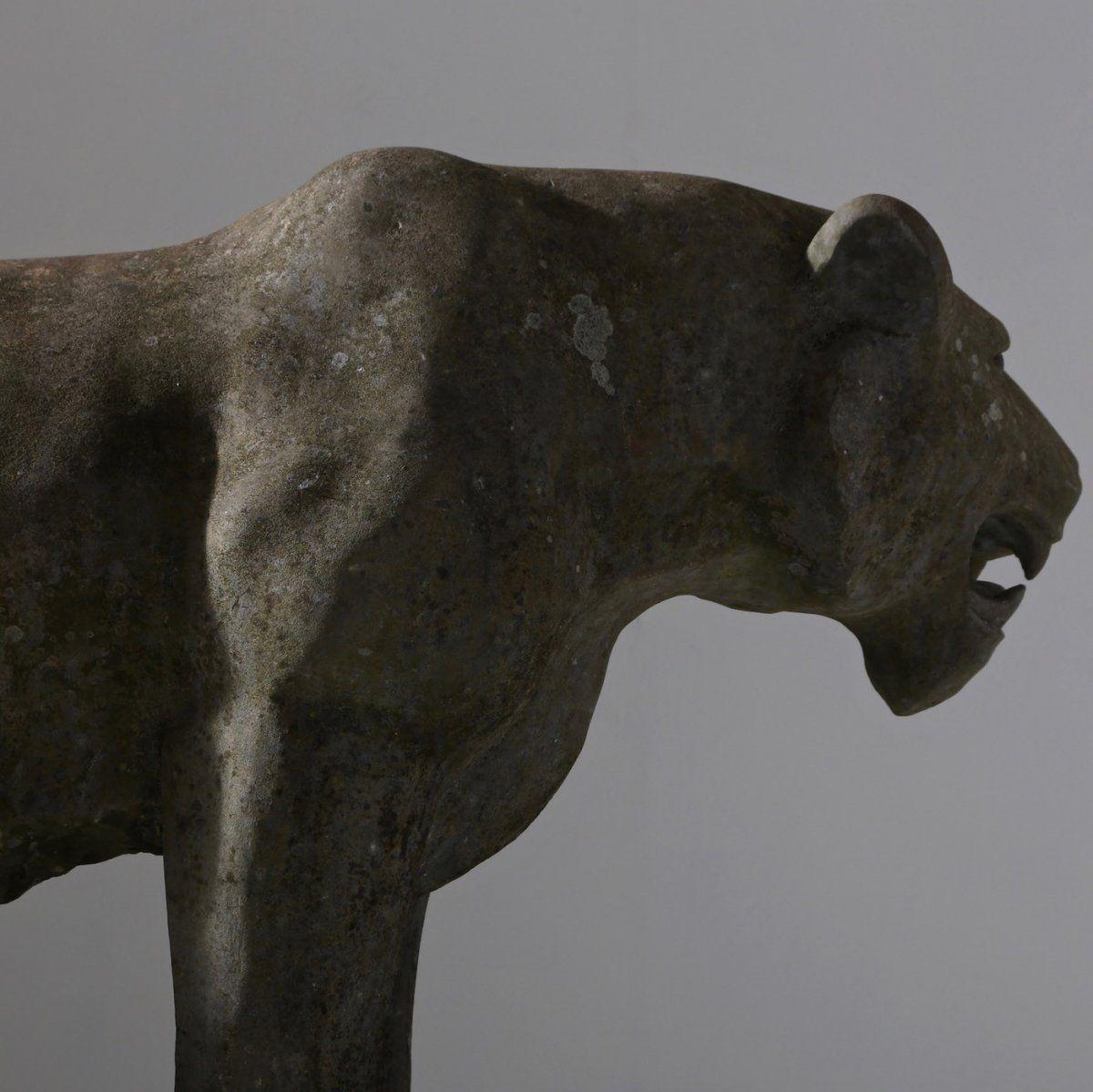 Architectural Life Size Art Deco Stone Panther 1