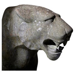 Architectural Life Size Art Deco Stone Panther