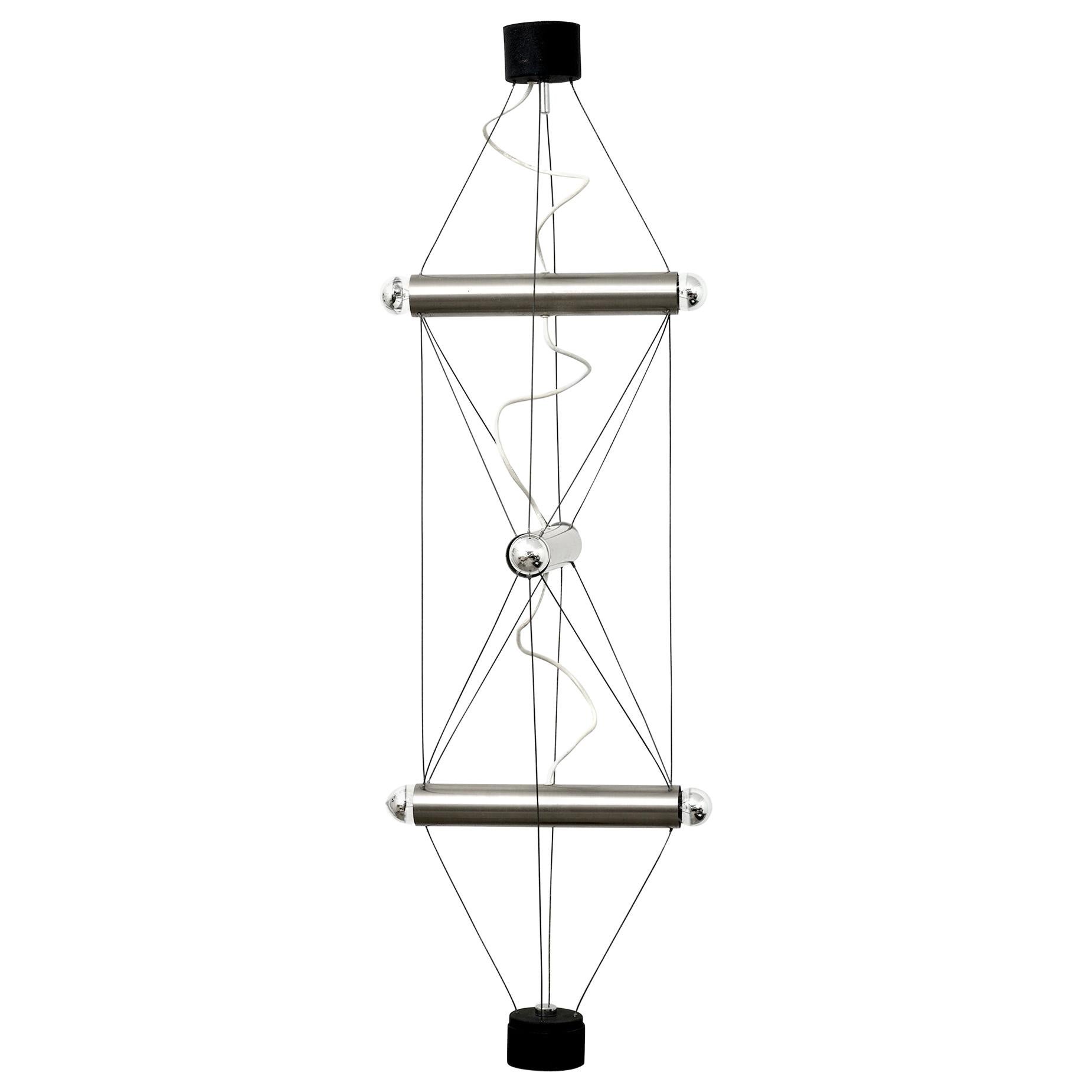 Architectural Metal and Steel Wire Pendant by Lumi, Italy, 1970