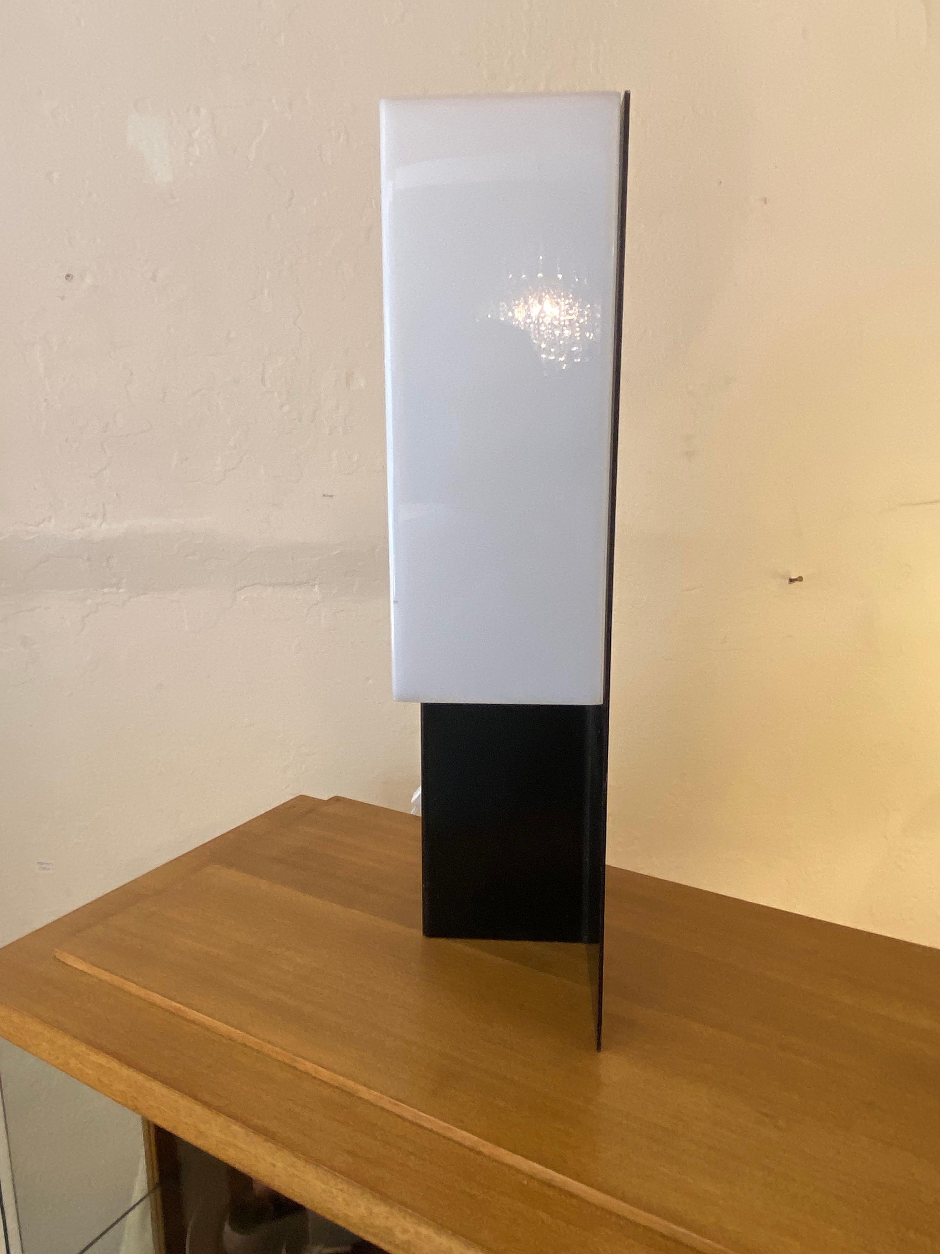 American Architectural Metal Table Lamp with Lucite Shade