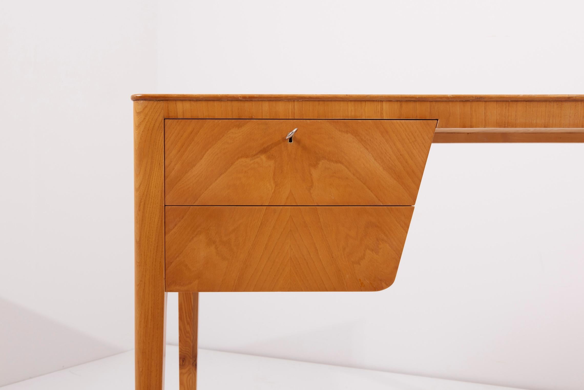 Wood Architectural Mid Century Desk, 1940s, Sweden For Sale