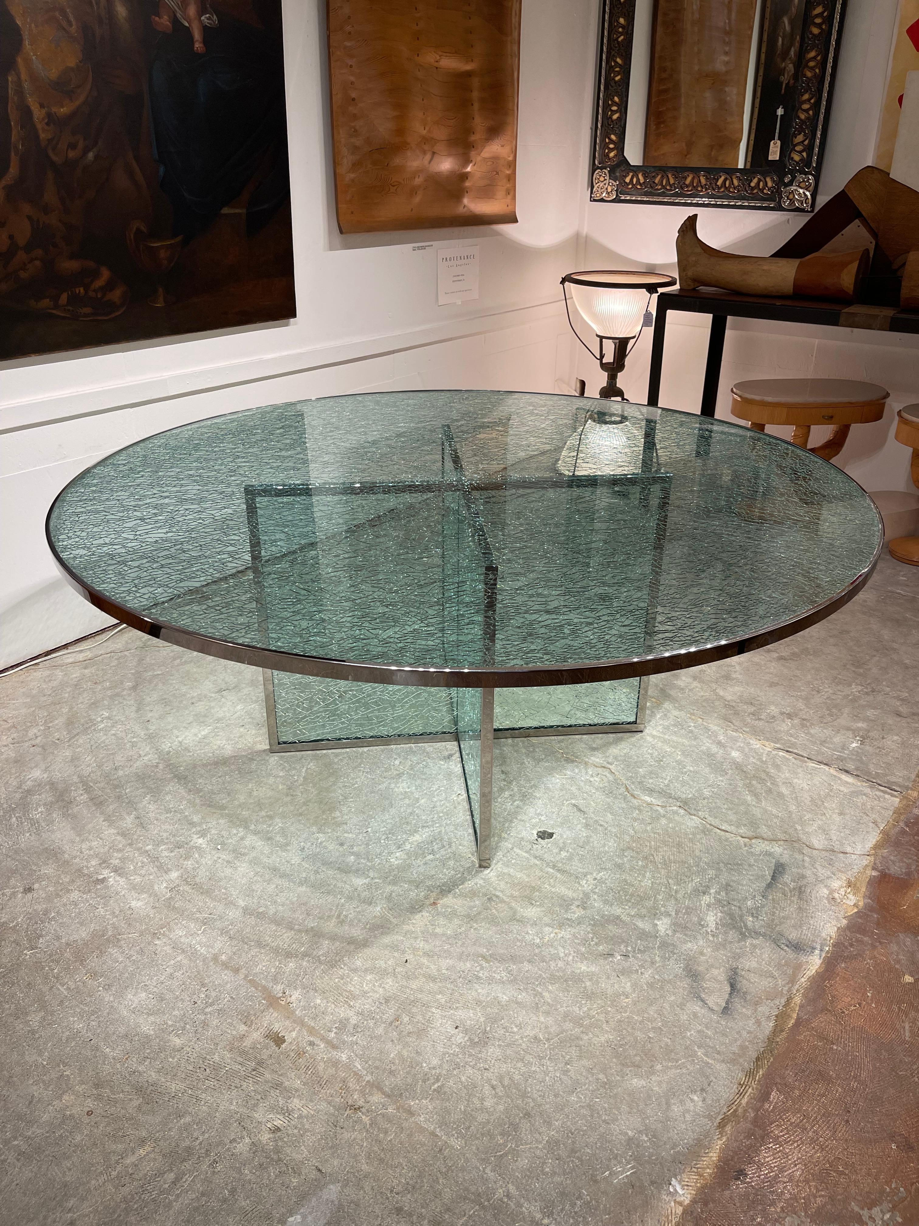 Mid-Century Modern Table de salle à manger architecturale en verre du milieu du siècle par Steve Chase 1970 en vente