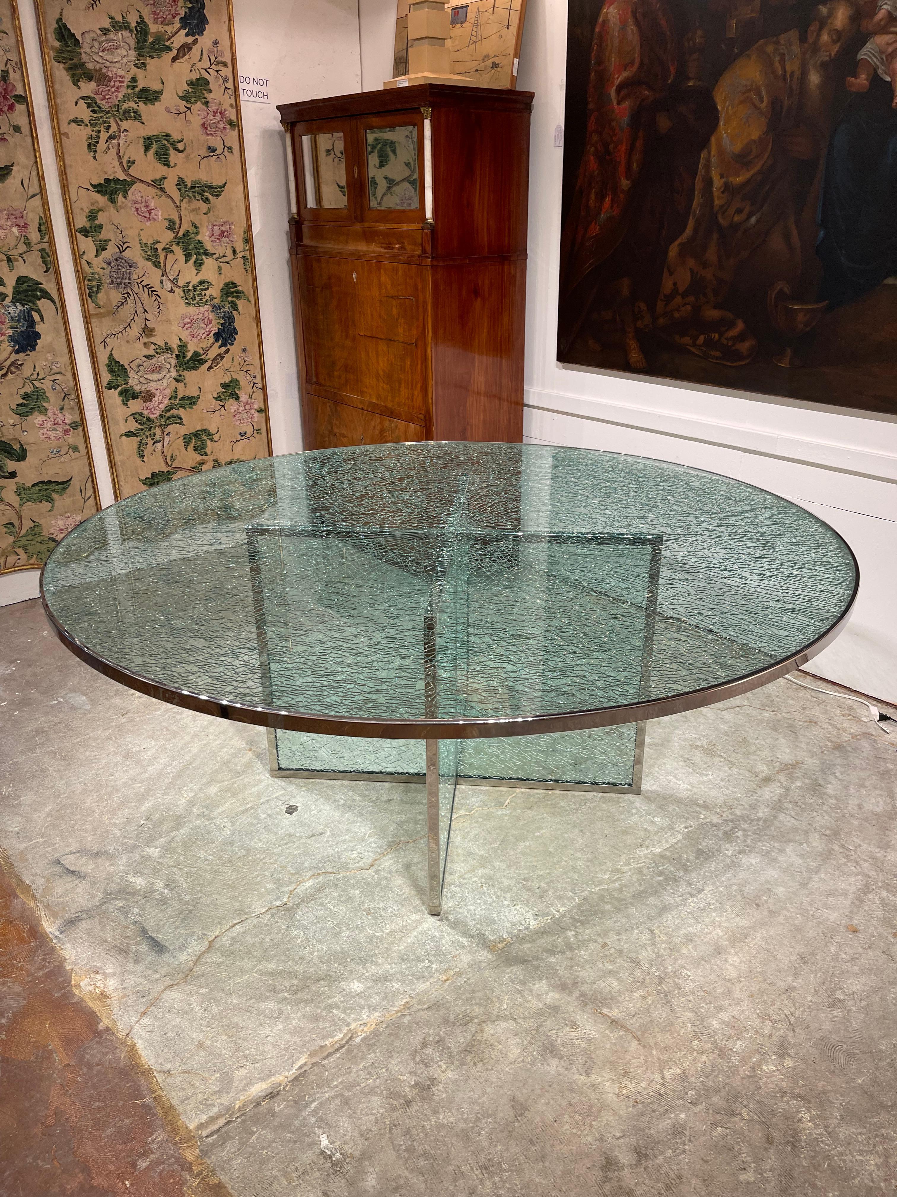 Ferronnerie Table de salle à manger architecturale en verre du milieu du siècle par Steve Chase 1970 en vente