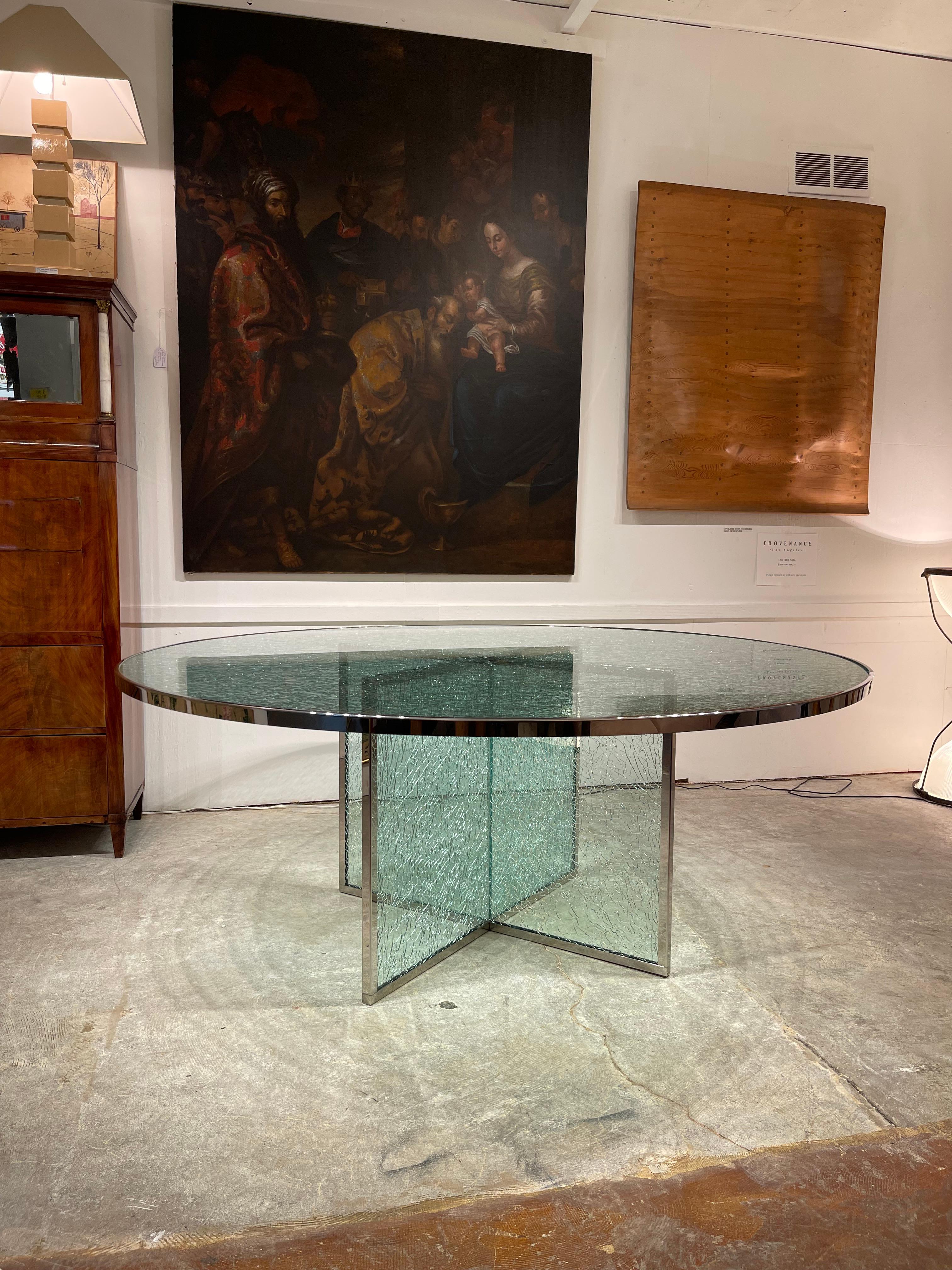 Table de salle à manger architecturale en verre du milieu du siècle par Steve Chase 1970 en vente 1