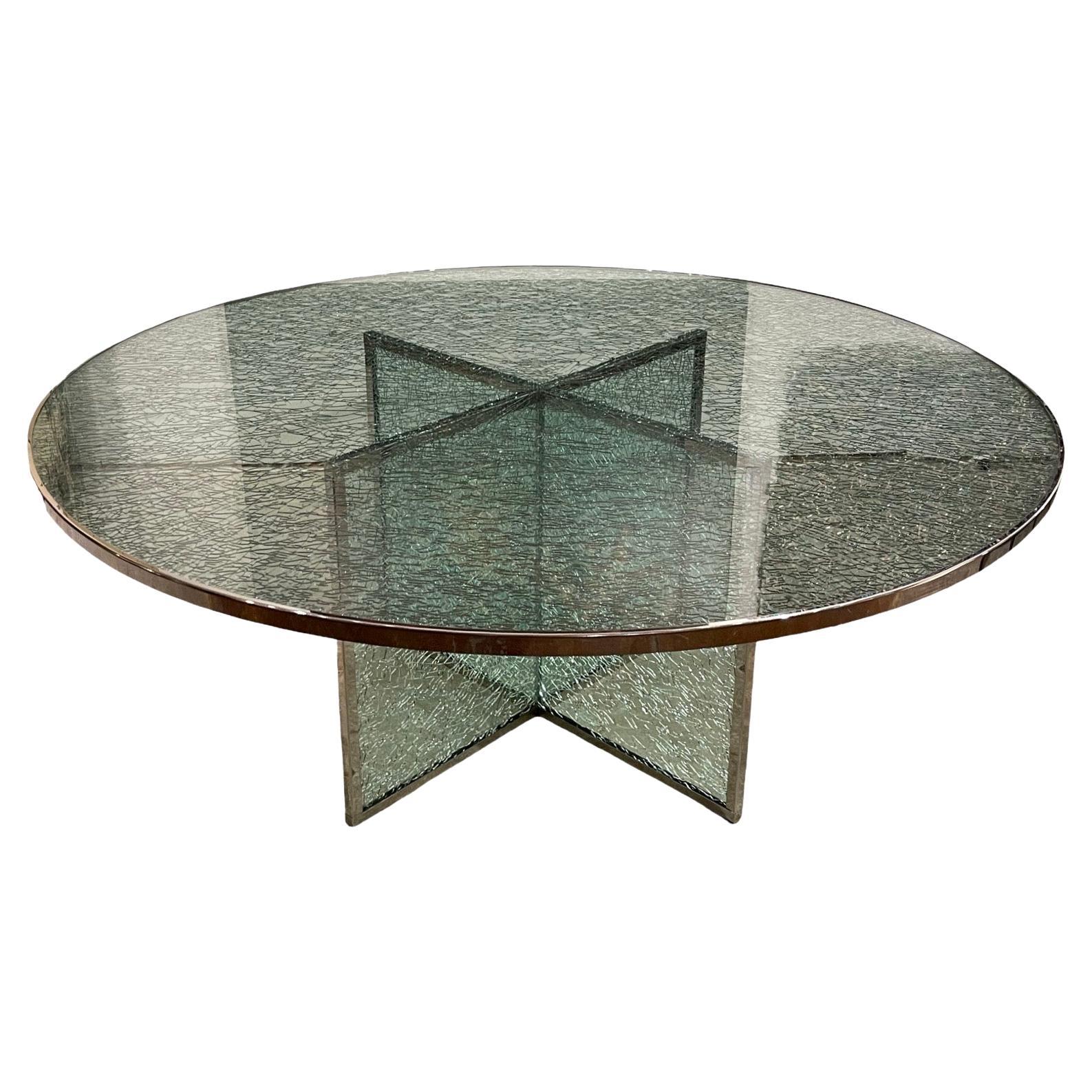 Table de salle à manger architecturale en verre du milieu du siècle par Steve Chase 1970 en vente