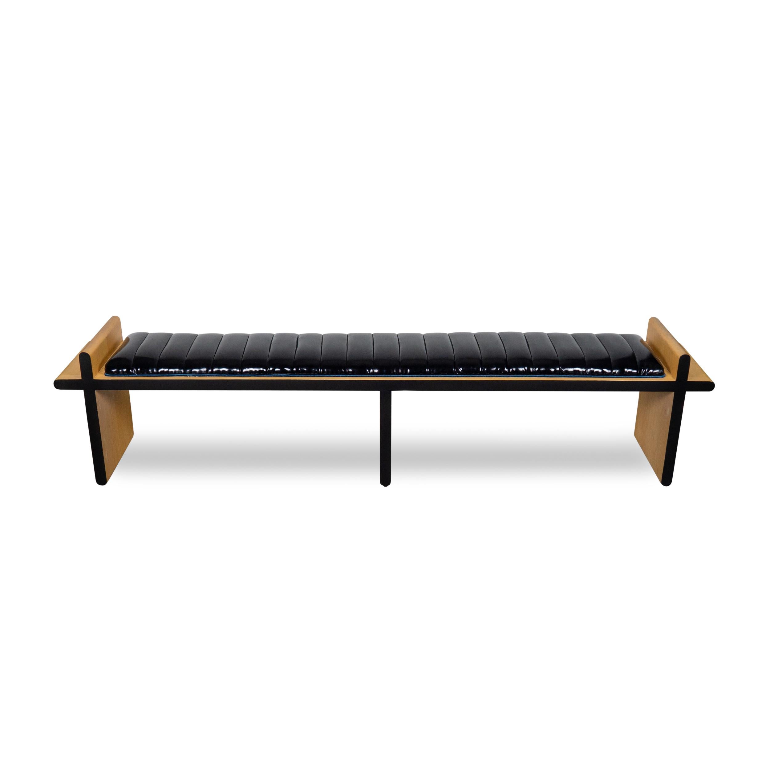 Mid-Century Modern Bench with Channel Upholstered Seat For Sale at 1stDibs