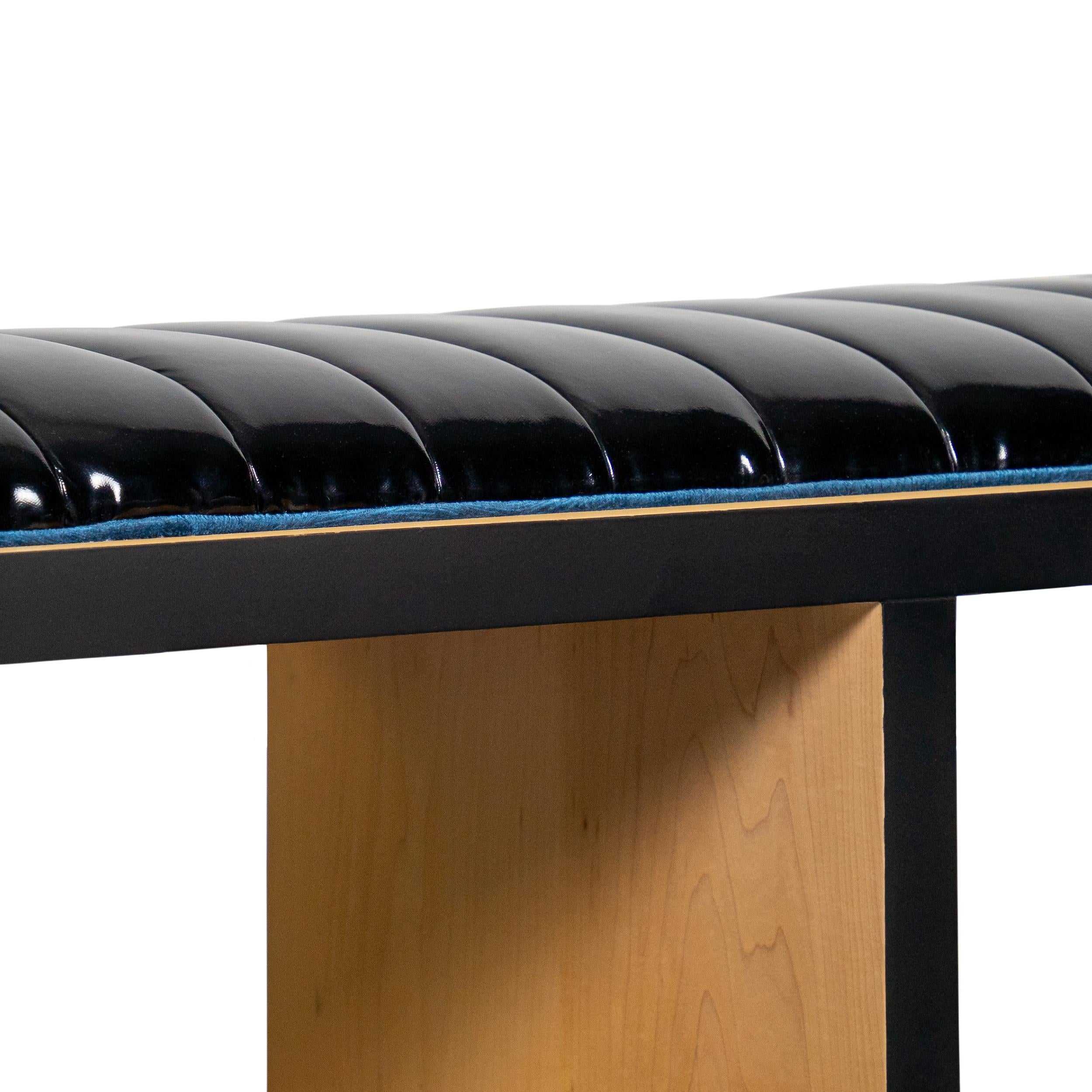 Mid Mod Bench Mid-Century Modern Bench with Channel Upholstered Seat For Sale at 1stDibs