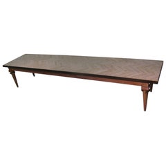 Architectural Mid Century Modern Tesselated Travertine Cocktail Table