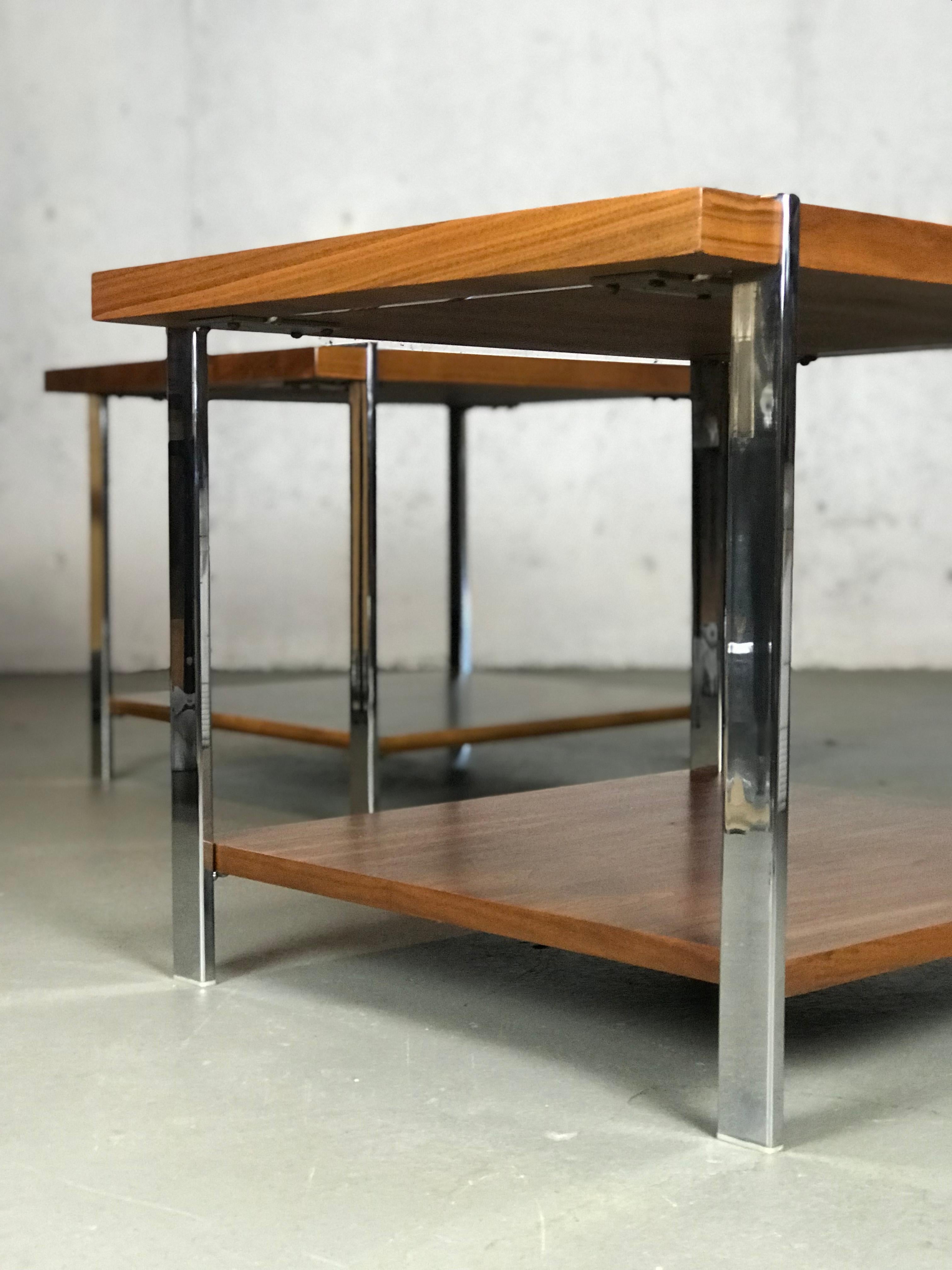  Mid Century End Tables in Walnut Rosewood and Chrome by Milo Baughman for Lane  3