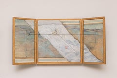 Architectural Mixed-Media Triptych, Signed and Dated 1991, Sculptural Panel Comp