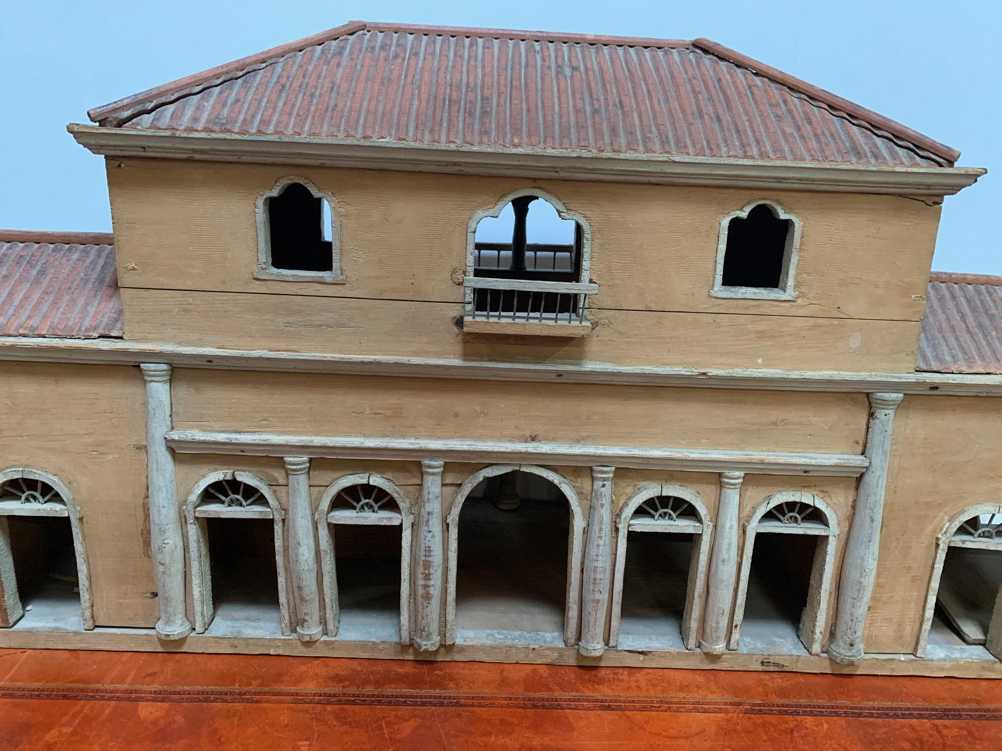 Architectural Painted Wood Model of an Italian Villa For Sale 5