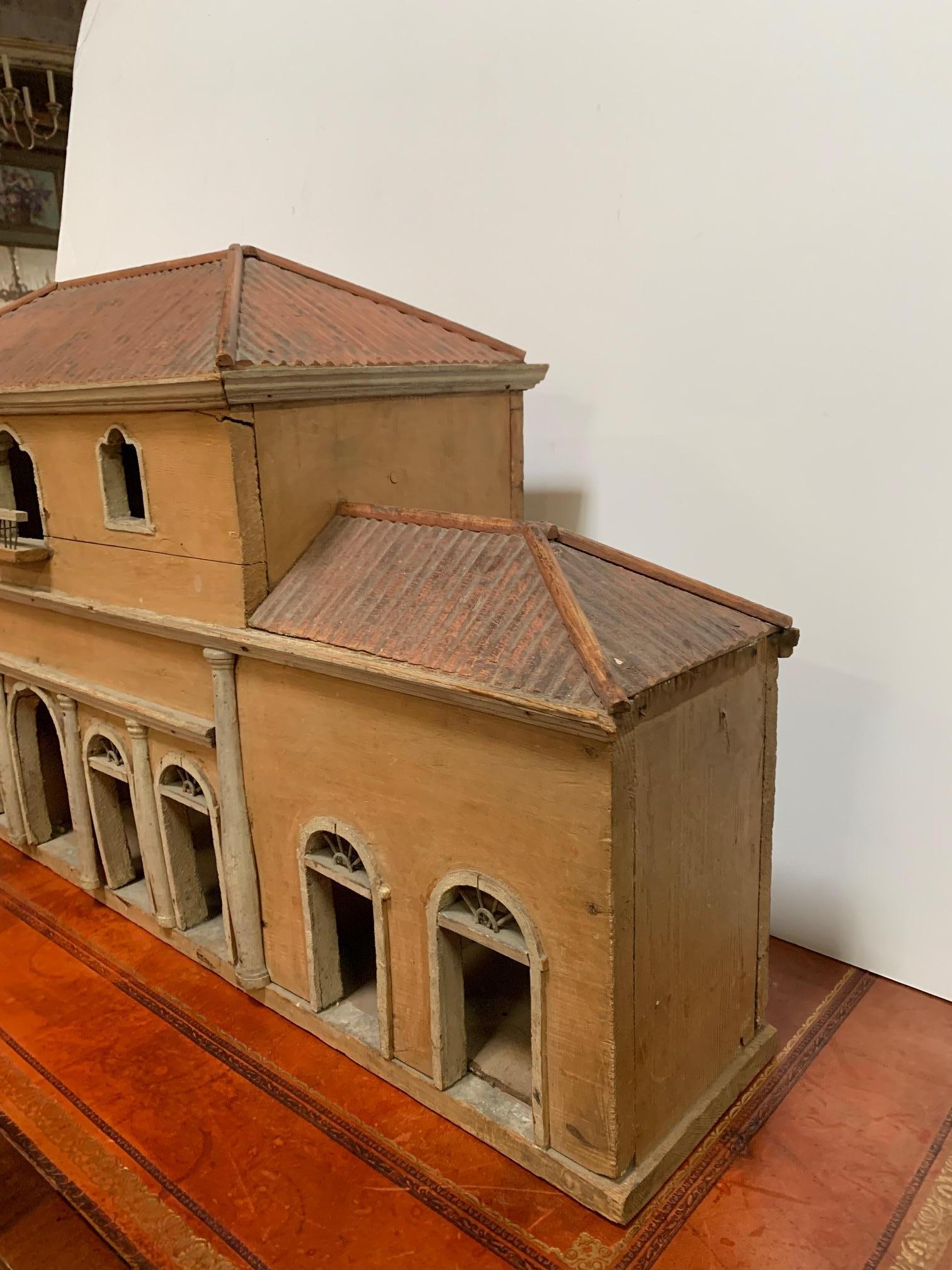 Architectural Painted Wood Model of an Italian Villa For Sale 6