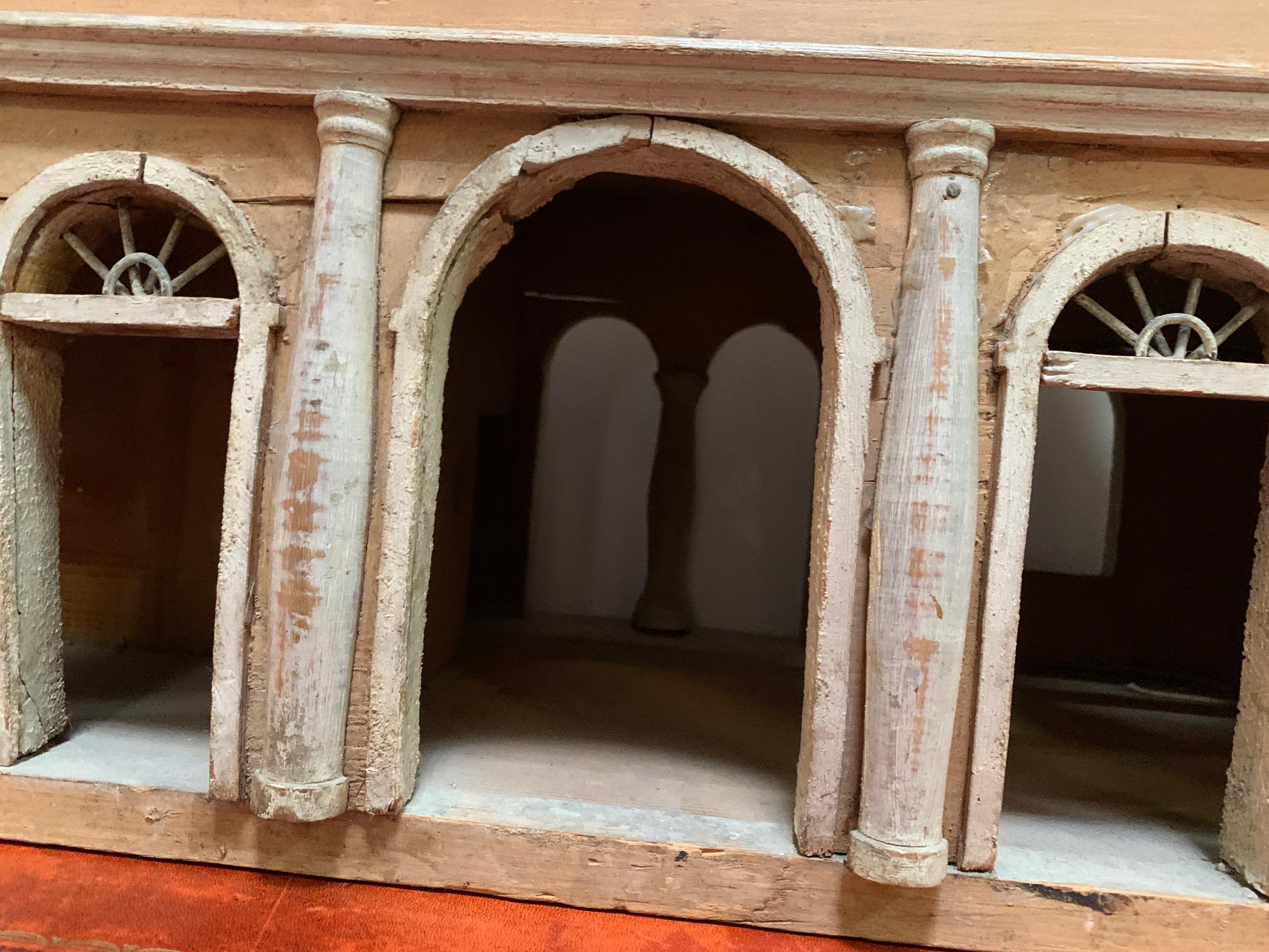 Architectural Painted Wood Model of an Italian Villa For Sale 7