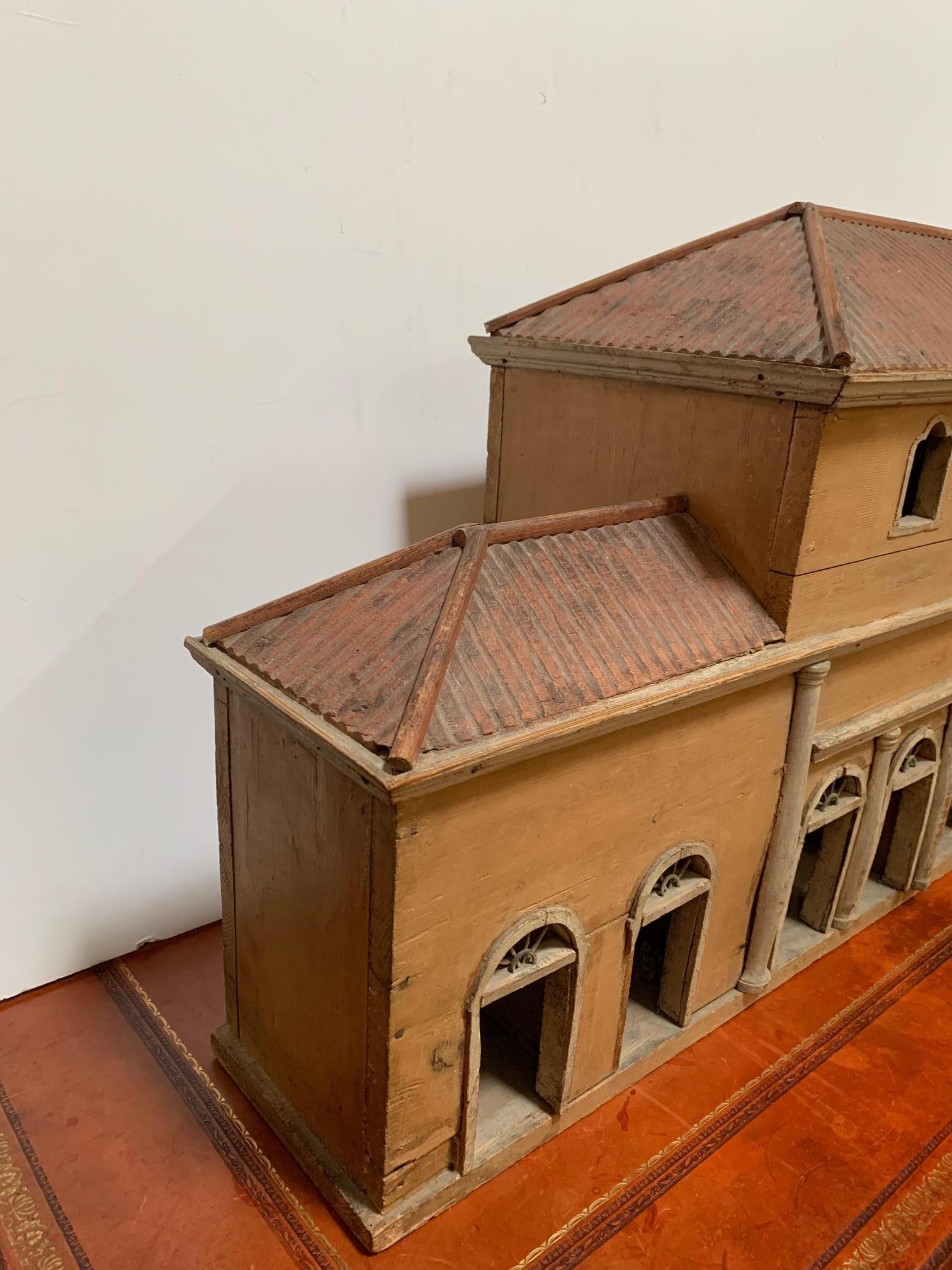 Architectural Painted Wood Model of an Italian Villa For Sale 8