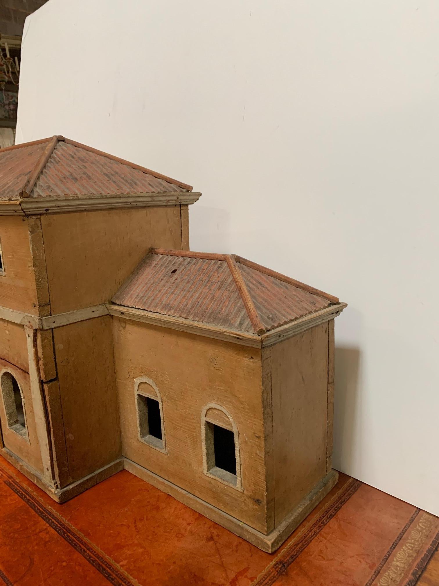 wooden painted architectural model