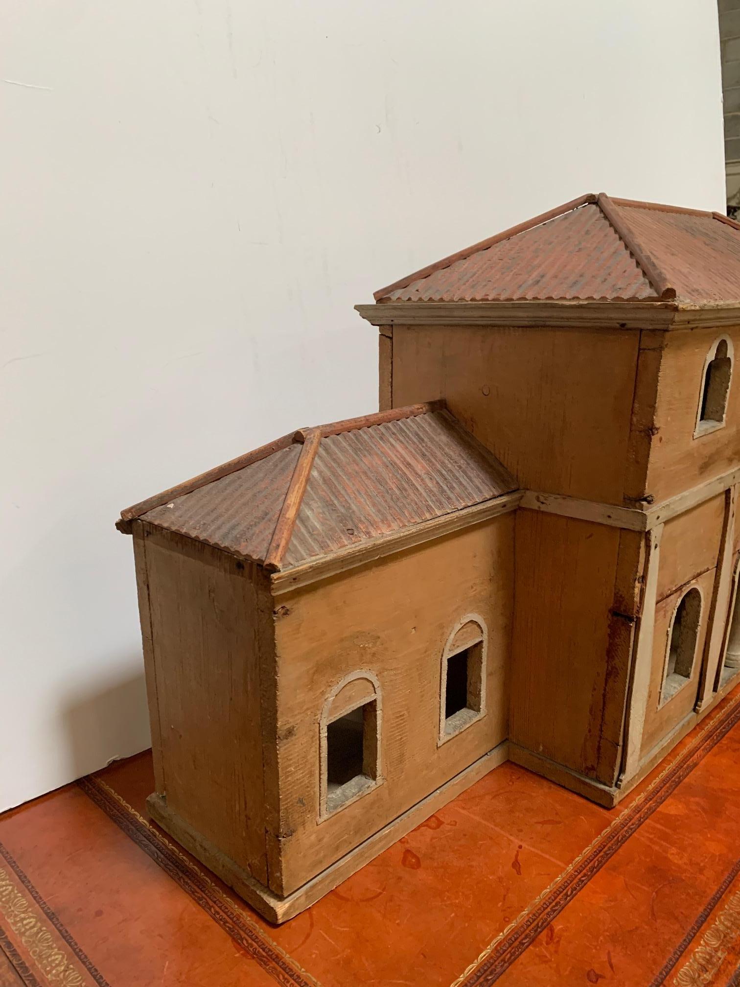 Molded Architectural Painted Wood Model of an Italian Villa For Sale