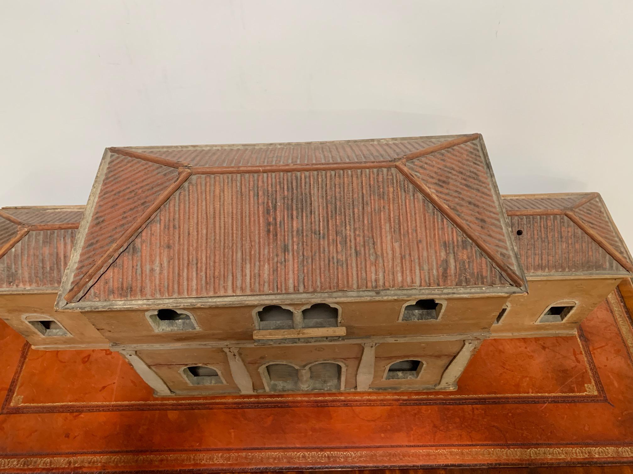 20th Century Architectural Painted Wood Model of an Italian Villa For Sale
