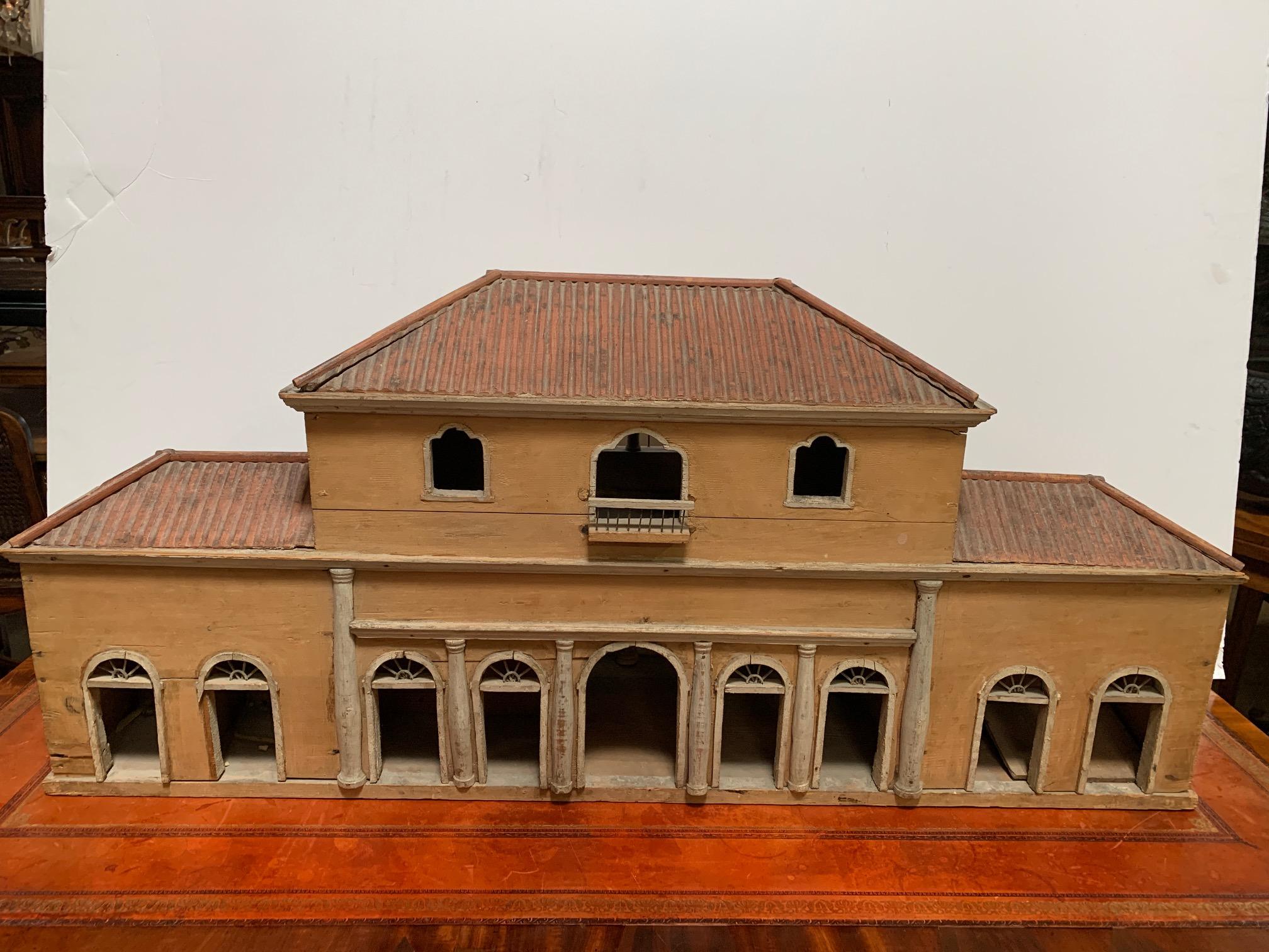 Architectural Painted Wood Model of an Italian Villa For Sale 2