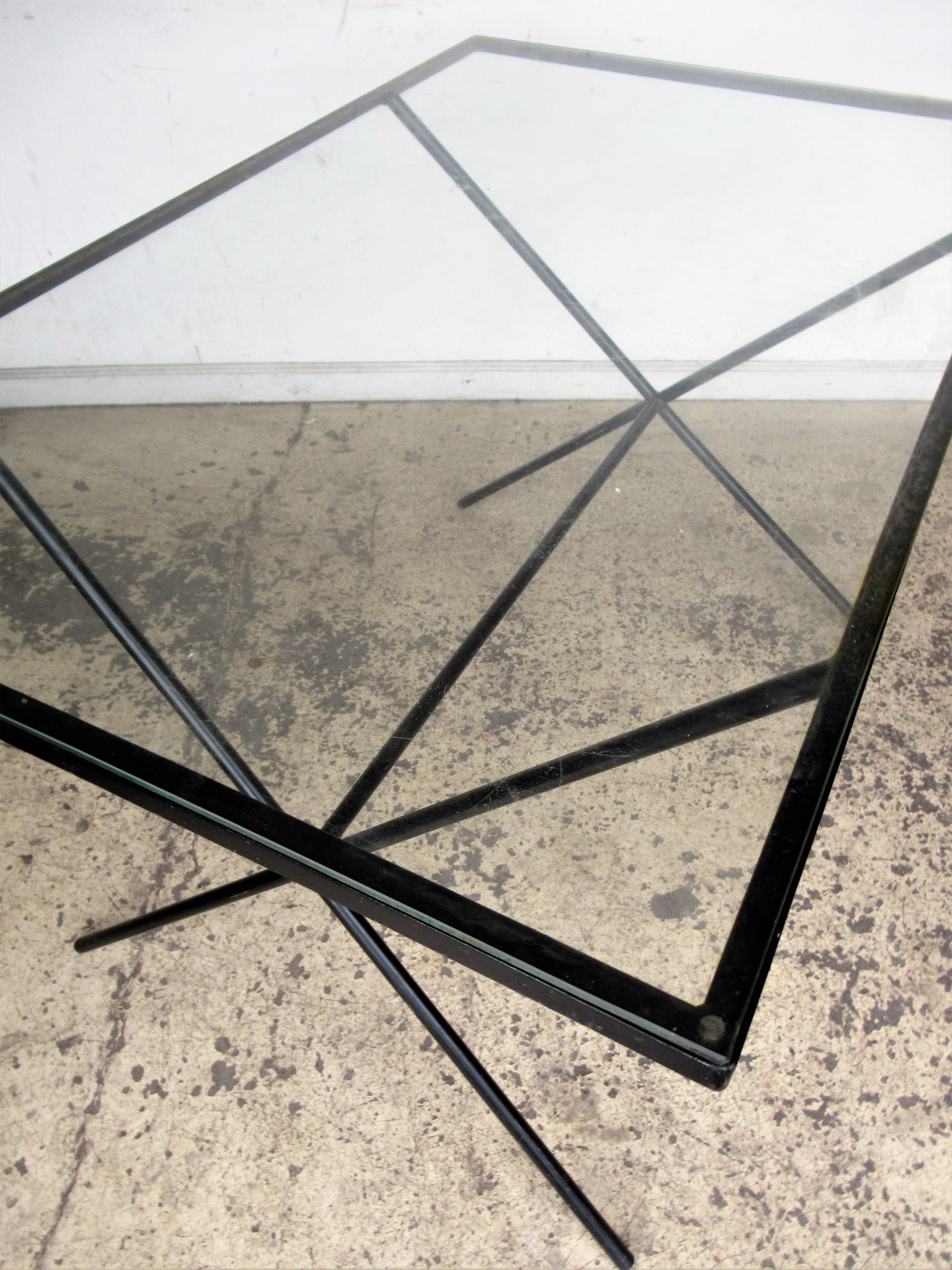  Architectural Modernist Iron Table by Muriel Coleman 1