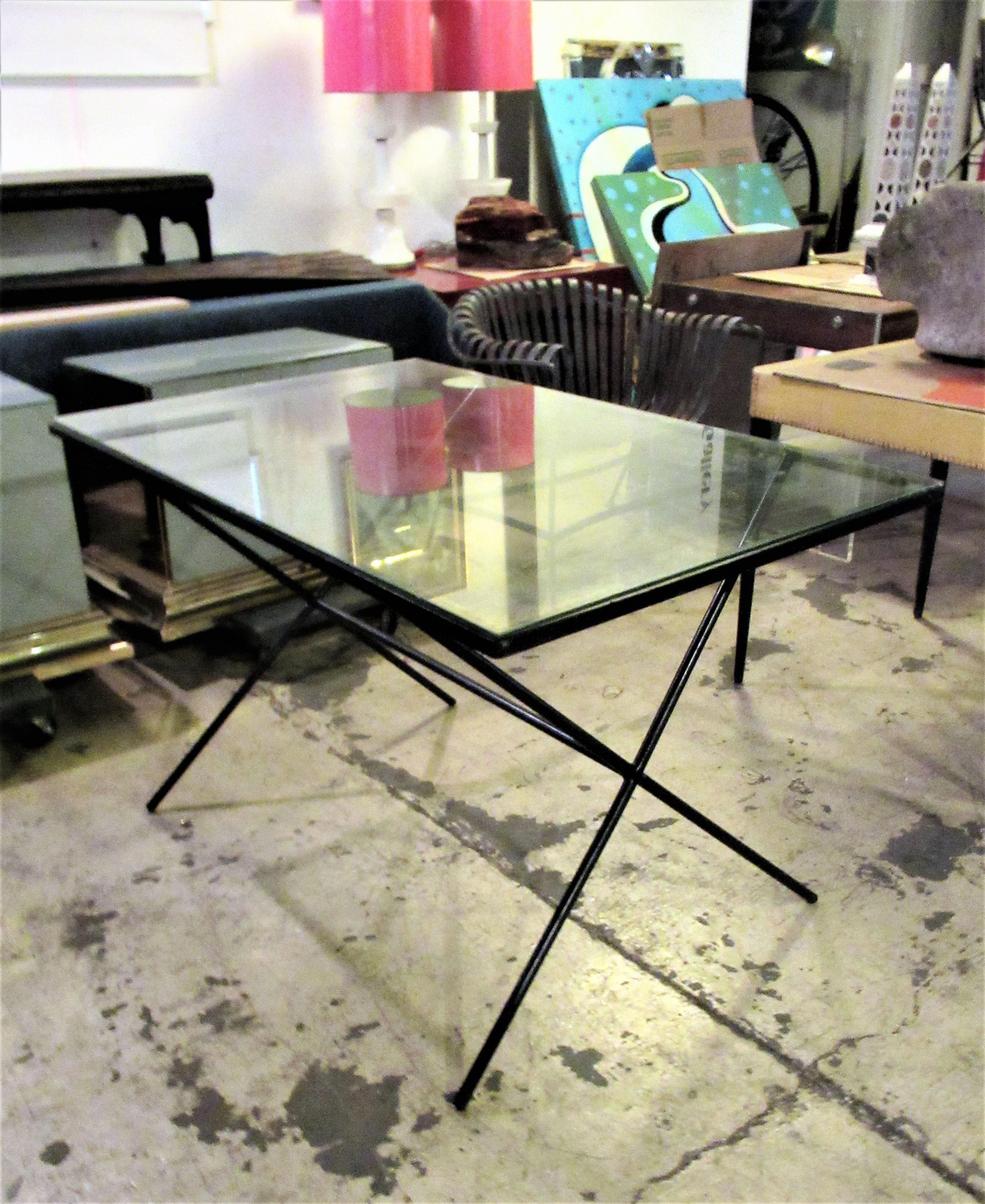  Architectural Modernist Iron Table by Muriel Coleman 8