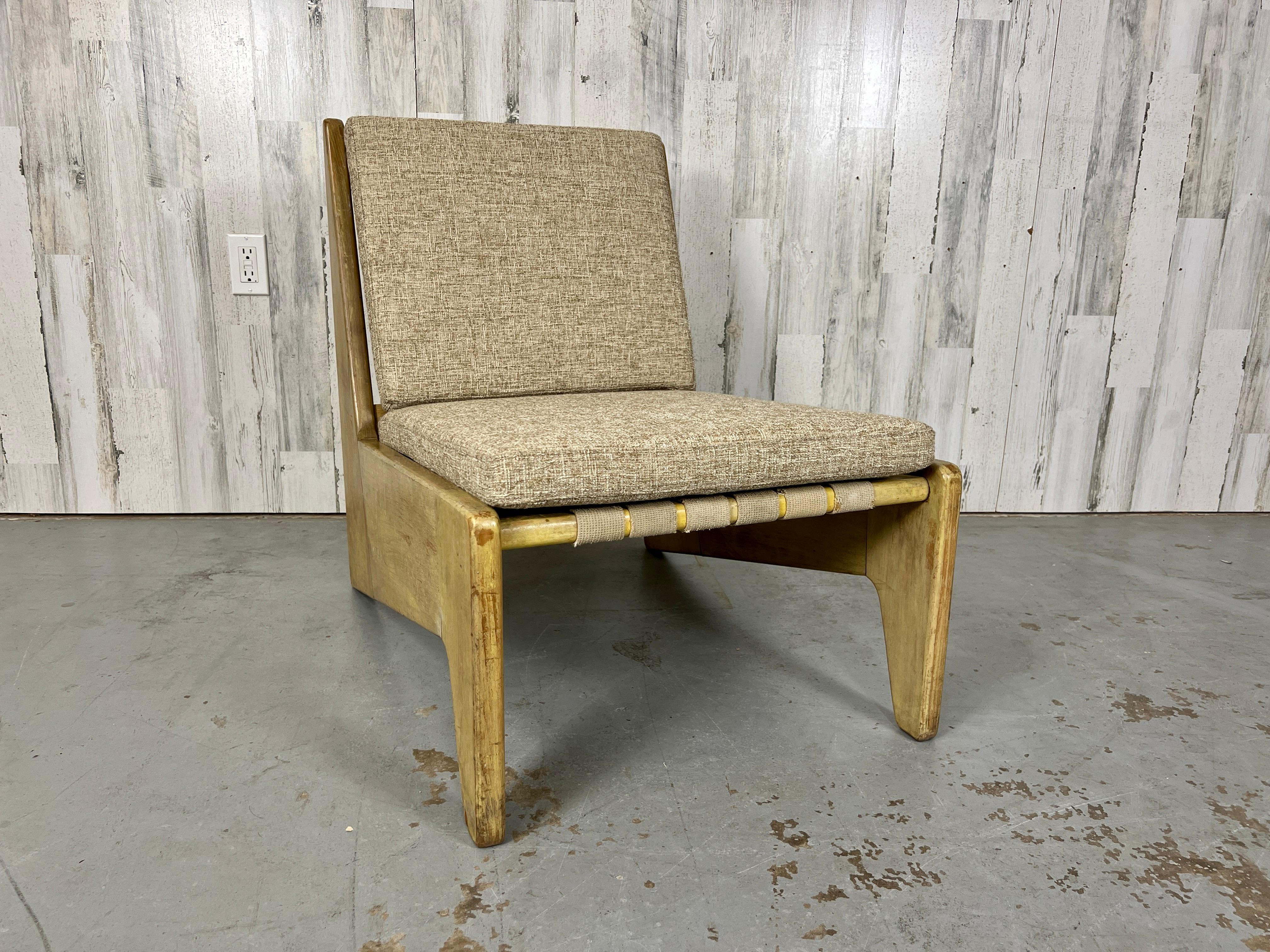 Fabric Architectural Modernist Lounge Chair For Sale