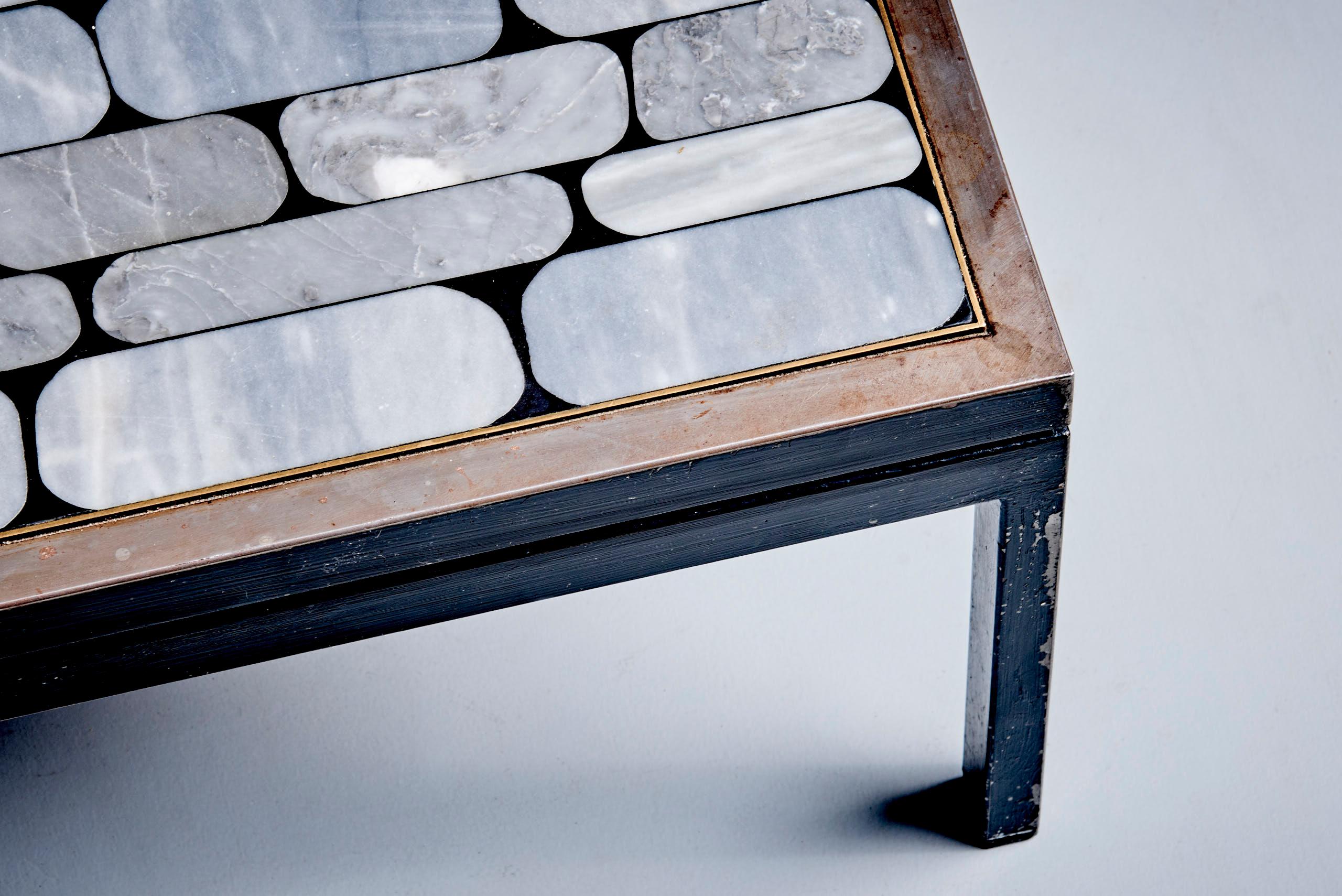 Mid-Century Modern Table basse en mosaïque architecturale avec incrustations de marbre, Allemagne, années 1970 en vente
