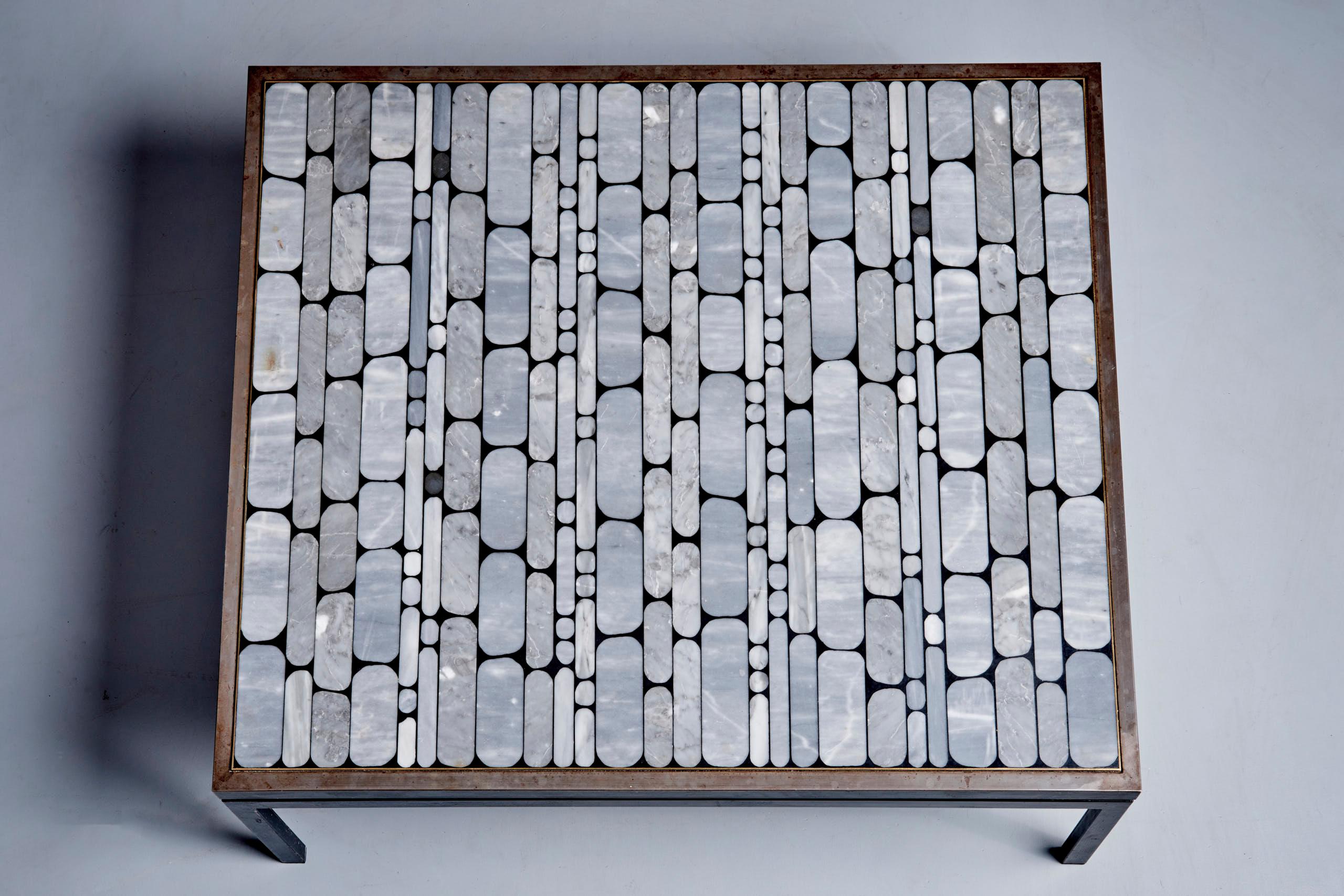 Fin du 20e siècle Table basse en mosaïque architecturale avec incrustations de marbre, Allemagne, années 1970 en vente