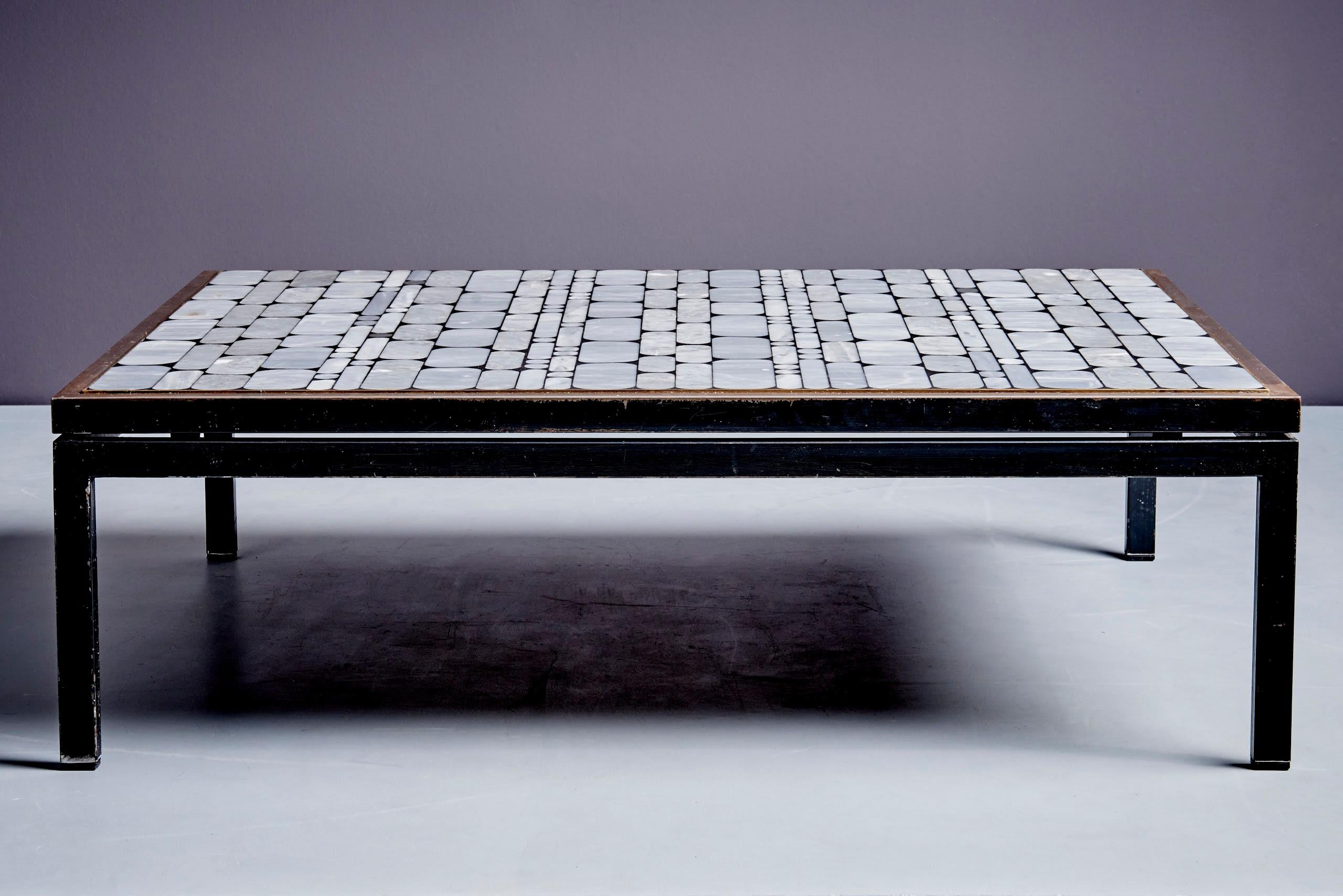 Table basse en mosaïque architecturale avec incrustations de marbre, Allemagne, années 1970 en vente 1