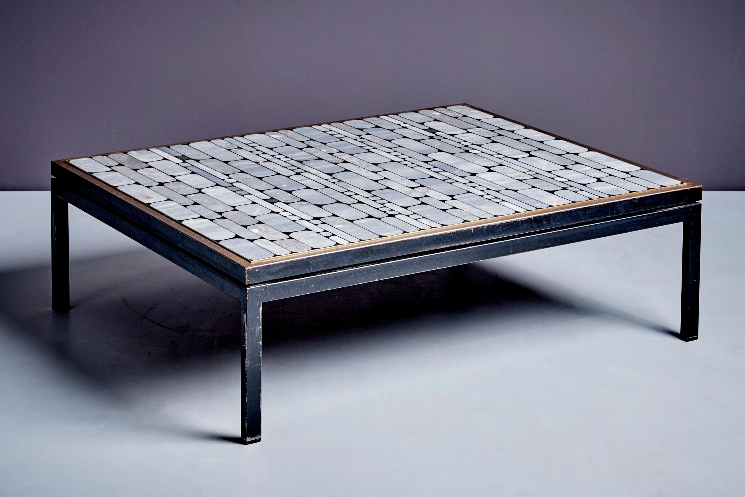 Table basse en mosaïque architecturale avec incrustations de marbre, Allemagne, années 1970 en vente 2