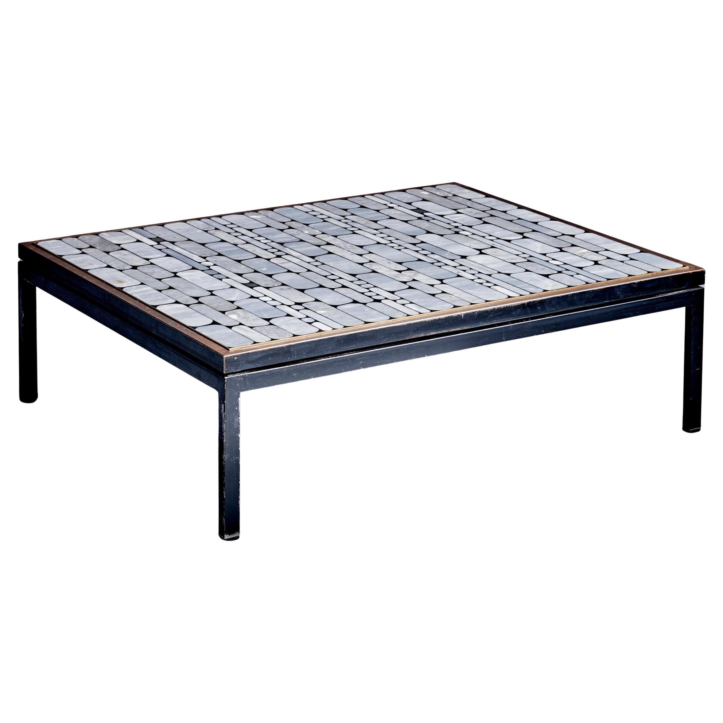 Table basse en mosaïque architecturale avec incrustations de marbre, Allemagne, années 1970 en vente