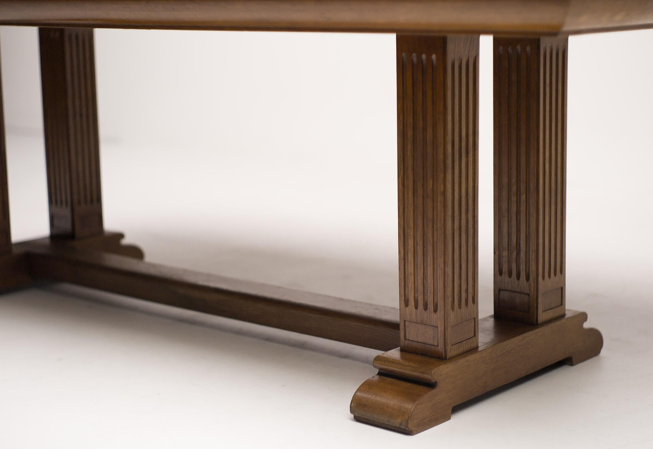 Art Deco Architectural Oak Dining Table