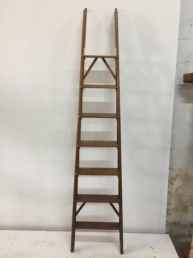 Architectural Oak Library Ladder For Sale at 1stdibs