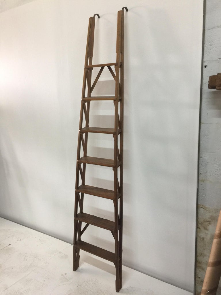 Architectural Oak Library Ladder For Sale at 1stdibs