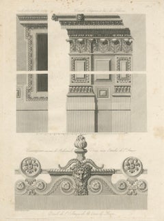 Architectural Ornament of the Louvre – Cornices and Balustrade by Baltard, 1799