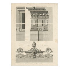 Architectural Ornament of the Louvre – Cornices and Balustrade by Baltard, 1799