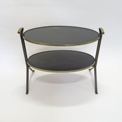 Architectural Oval Two Tier Serving Table with Handles, Italy, 1950s