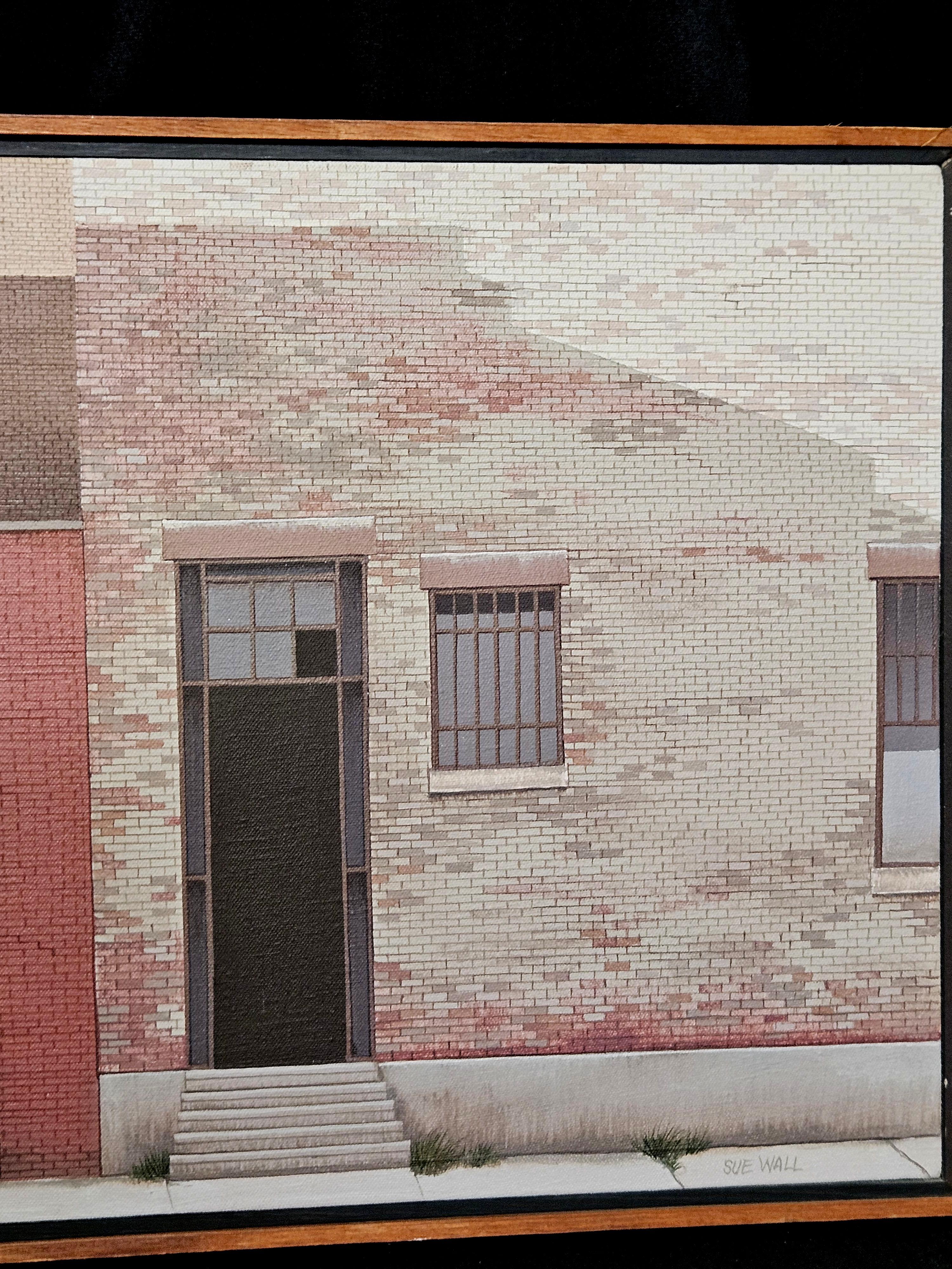 Architectural Painting #1 Storefronts. Signed by Artist Sue Wall siglo XX en venta