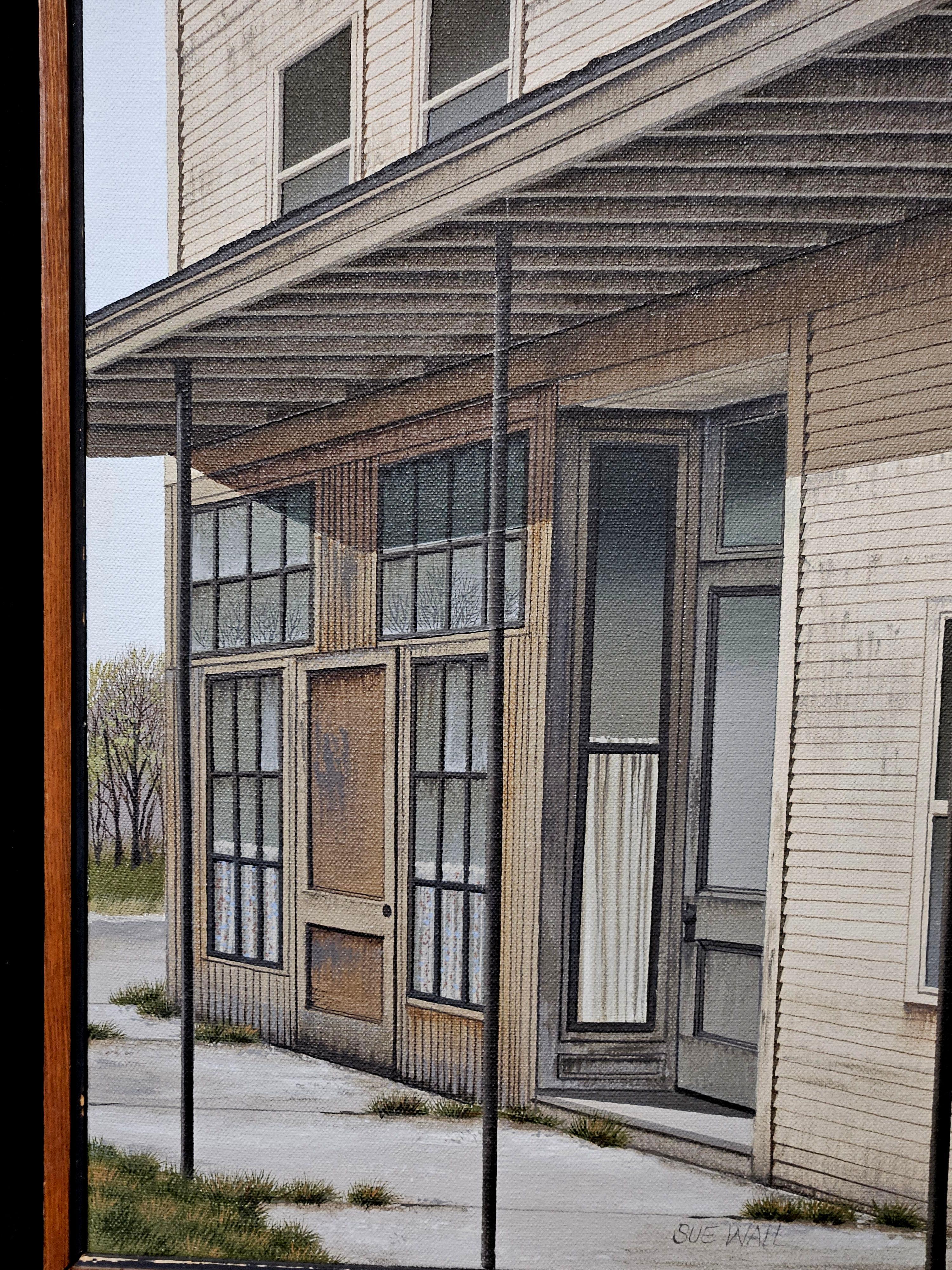 Americano Architectural Painting #2 Storefronts. Signed by Artist Sue Wall in vendita