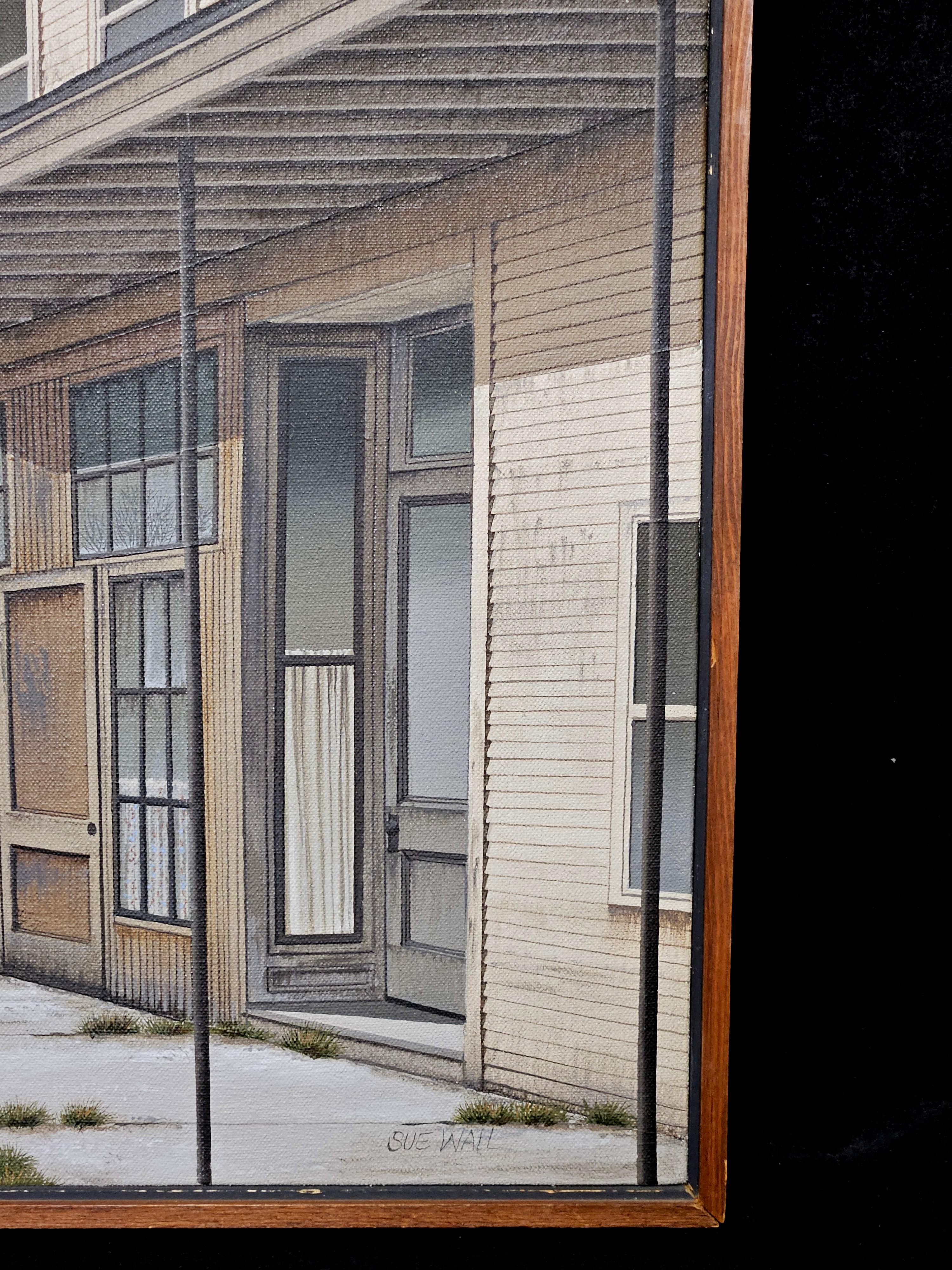 Dipinto a mano Architectural Painting #2 Storefronts. Signed by Artist Sue Wall in vendita