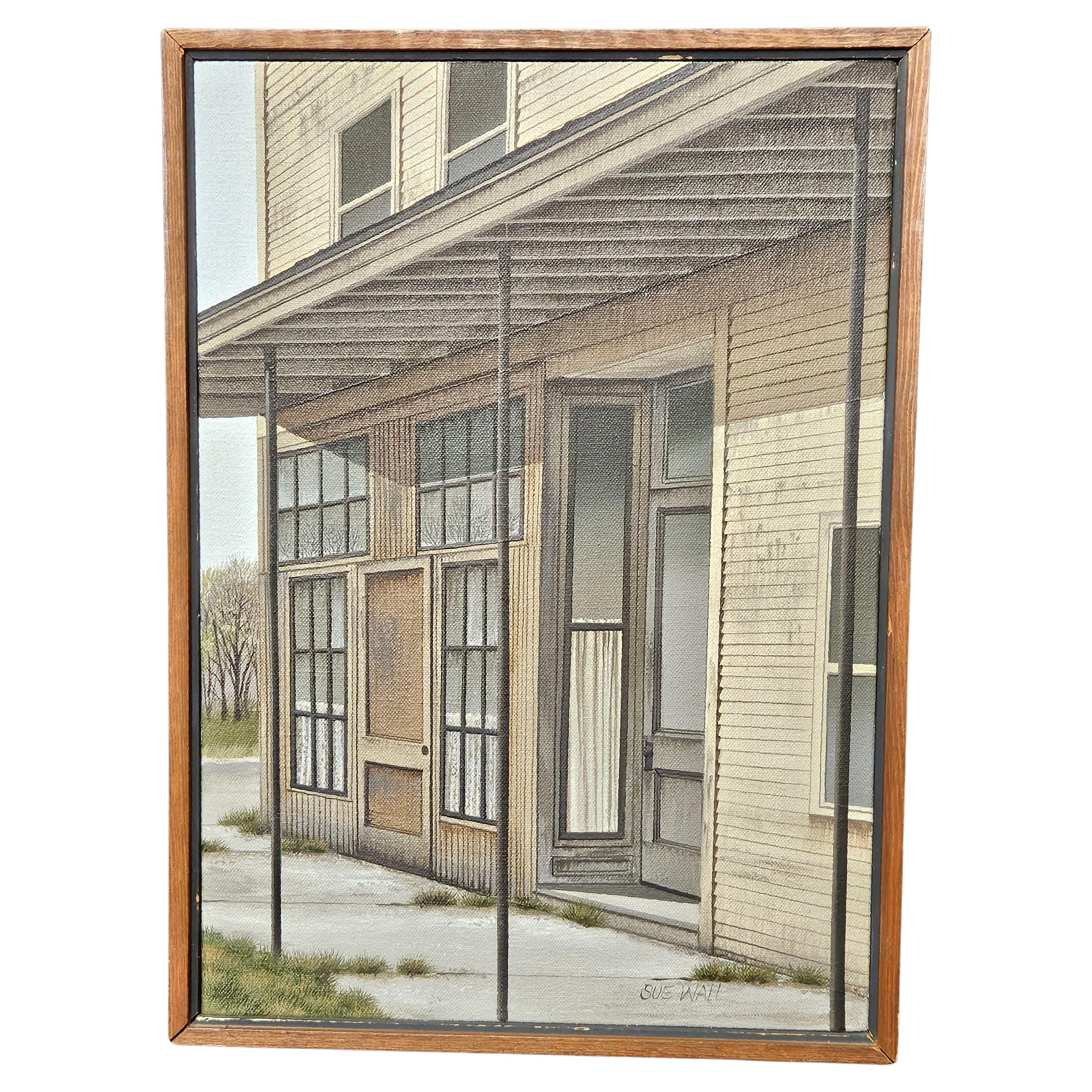 Architectural Painting #2 Storefronts. Signed by Artist Sue Wall