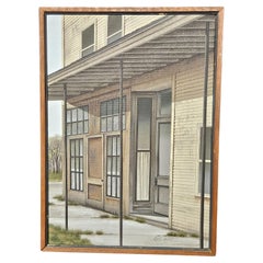 Architectural Painting #2 Storefronts. Signed by Artist Sue Wall