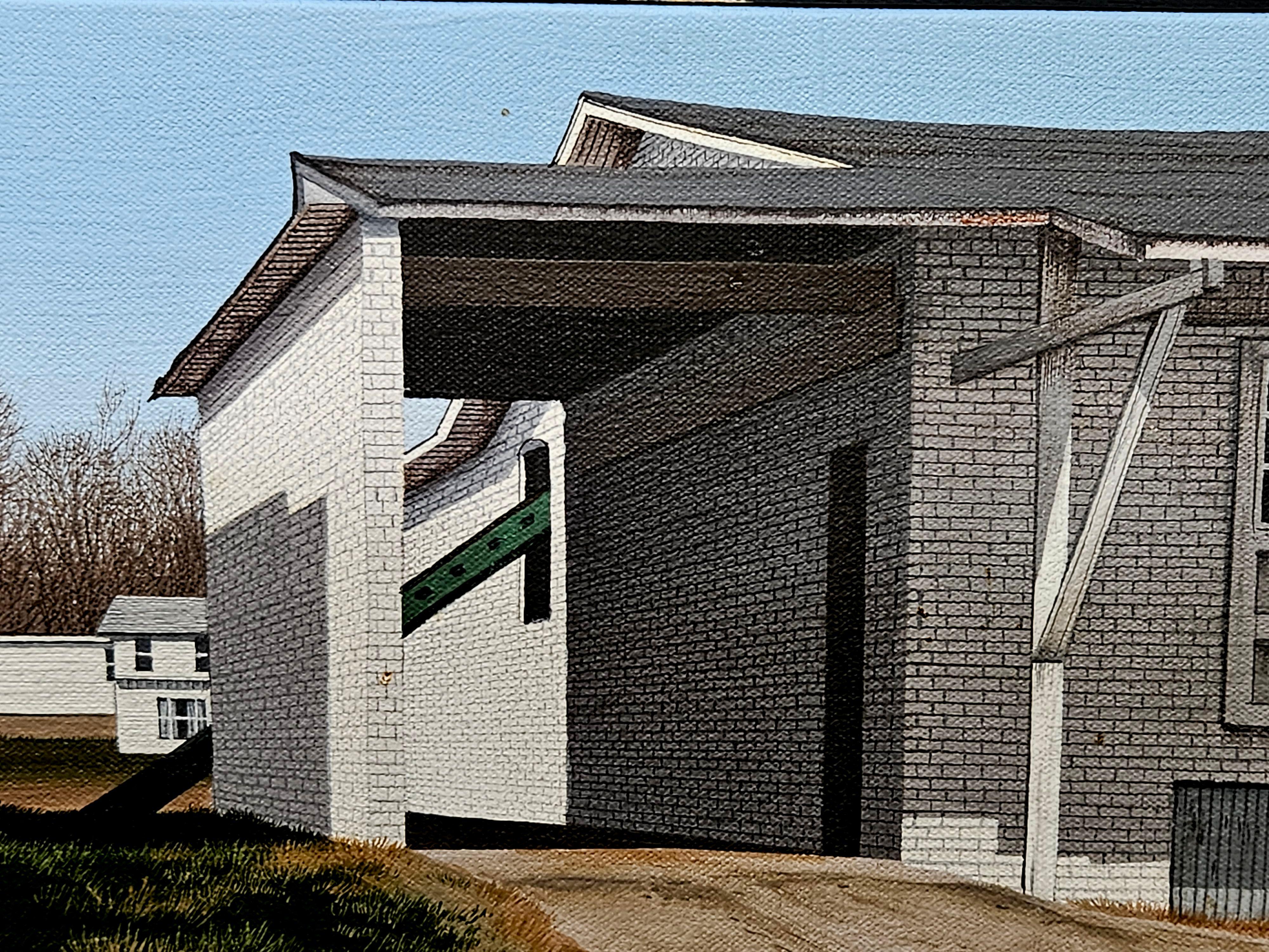 Americano Architectural Painting #4 Farm House. Signed by Artist Sue Wall in vendita